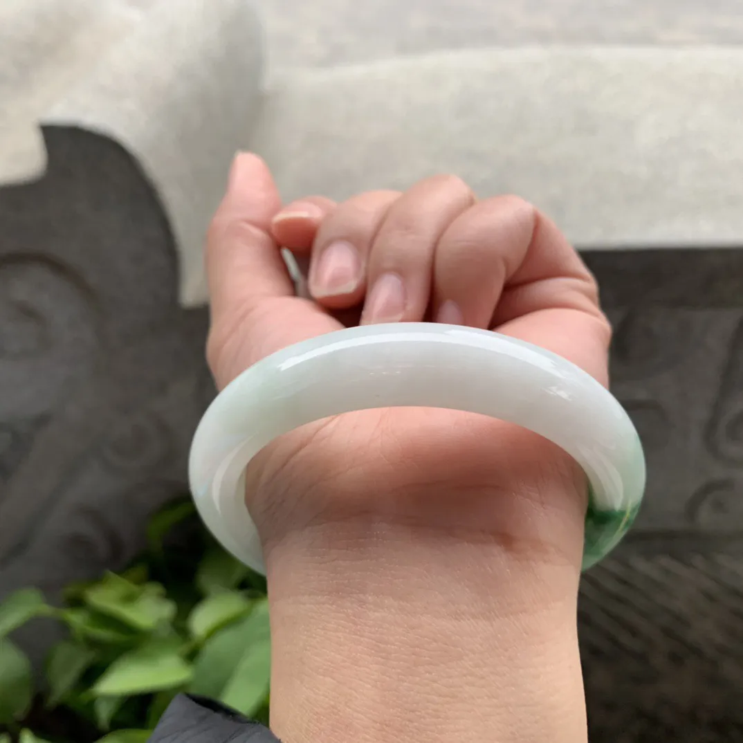 圈口57.5-12.6-9.1 【飘绿正圈手镯】正圈57 58可戴