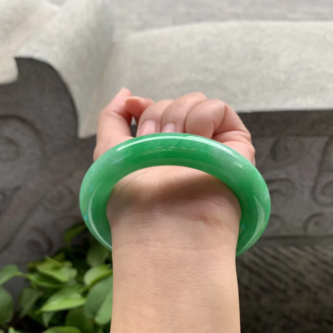 圈口 55.6-11.3【满绿圆条手镯】圆条55 56可戴