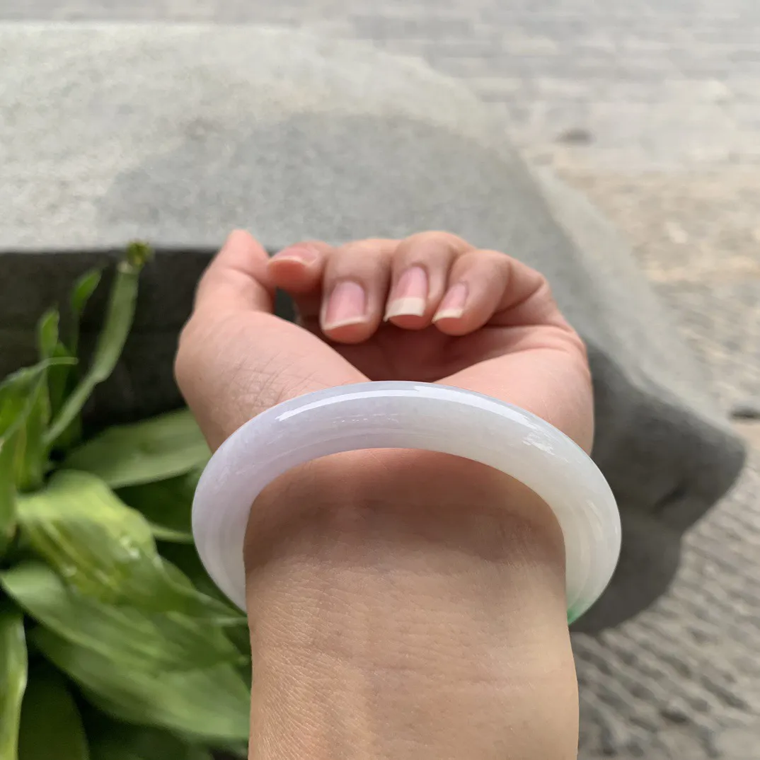 小圈口53.8-9.8 【飘阳绿圆条手镯】圆条53 54可戴