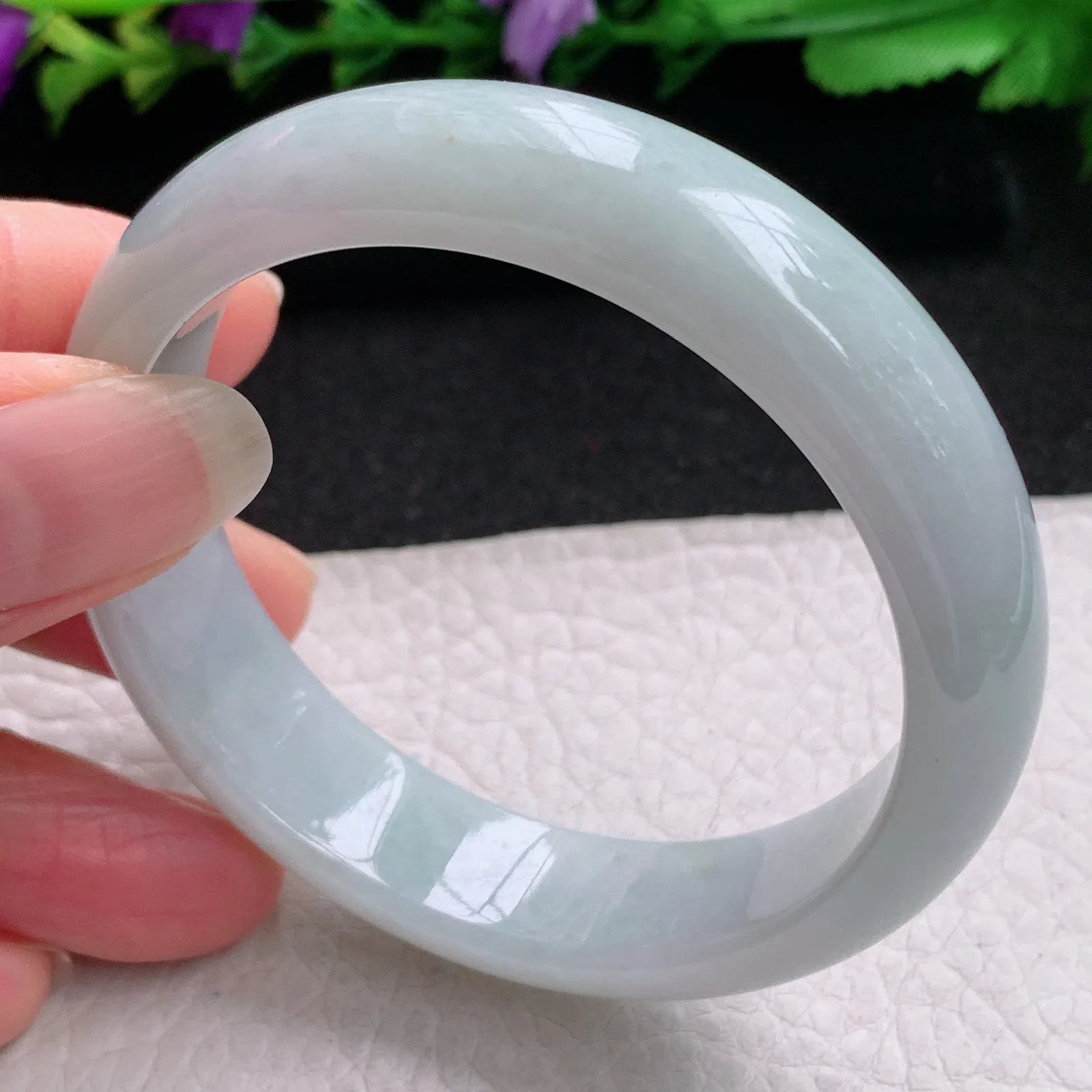 nr实拍53.5*13.8*7.5平安镯 缅甸翡翠精美纯美水润宽边玉手镯 玉手环