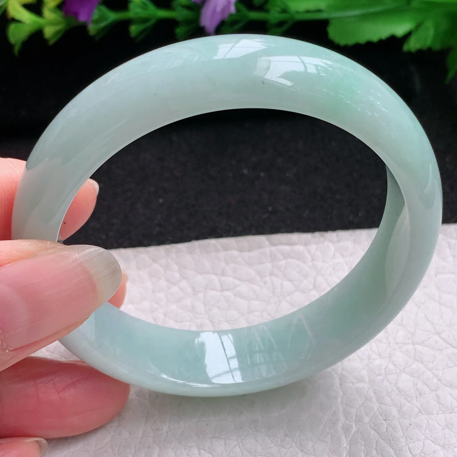 js实拍55.5*14.5*7.5平安镯 缅甸翡翠精美晴美水润宽边玉手镯 玉手环