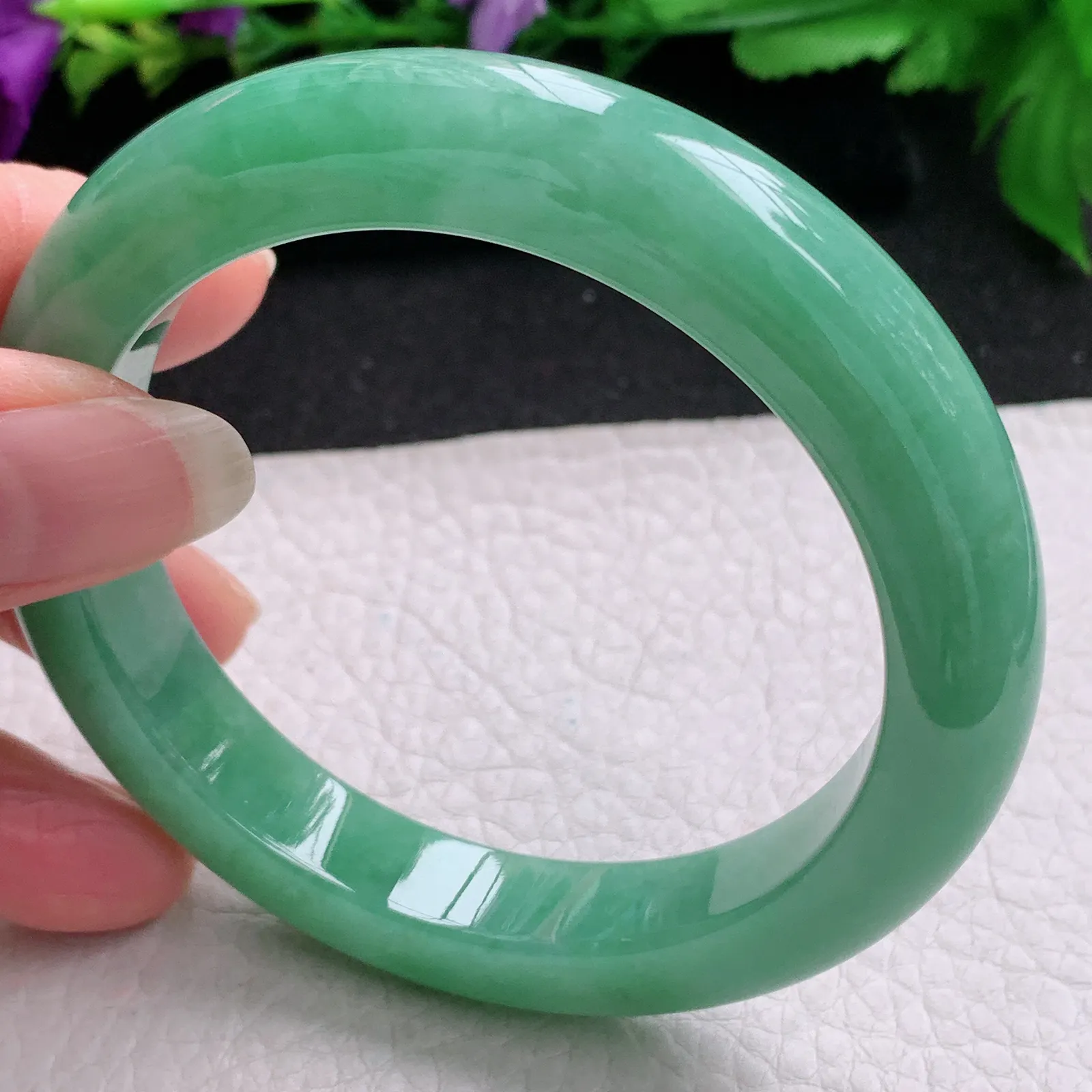 nr实拍59*11.5*10平安镯 缅甸翡翠精美满绿水润宽边玉手镯 玉手环