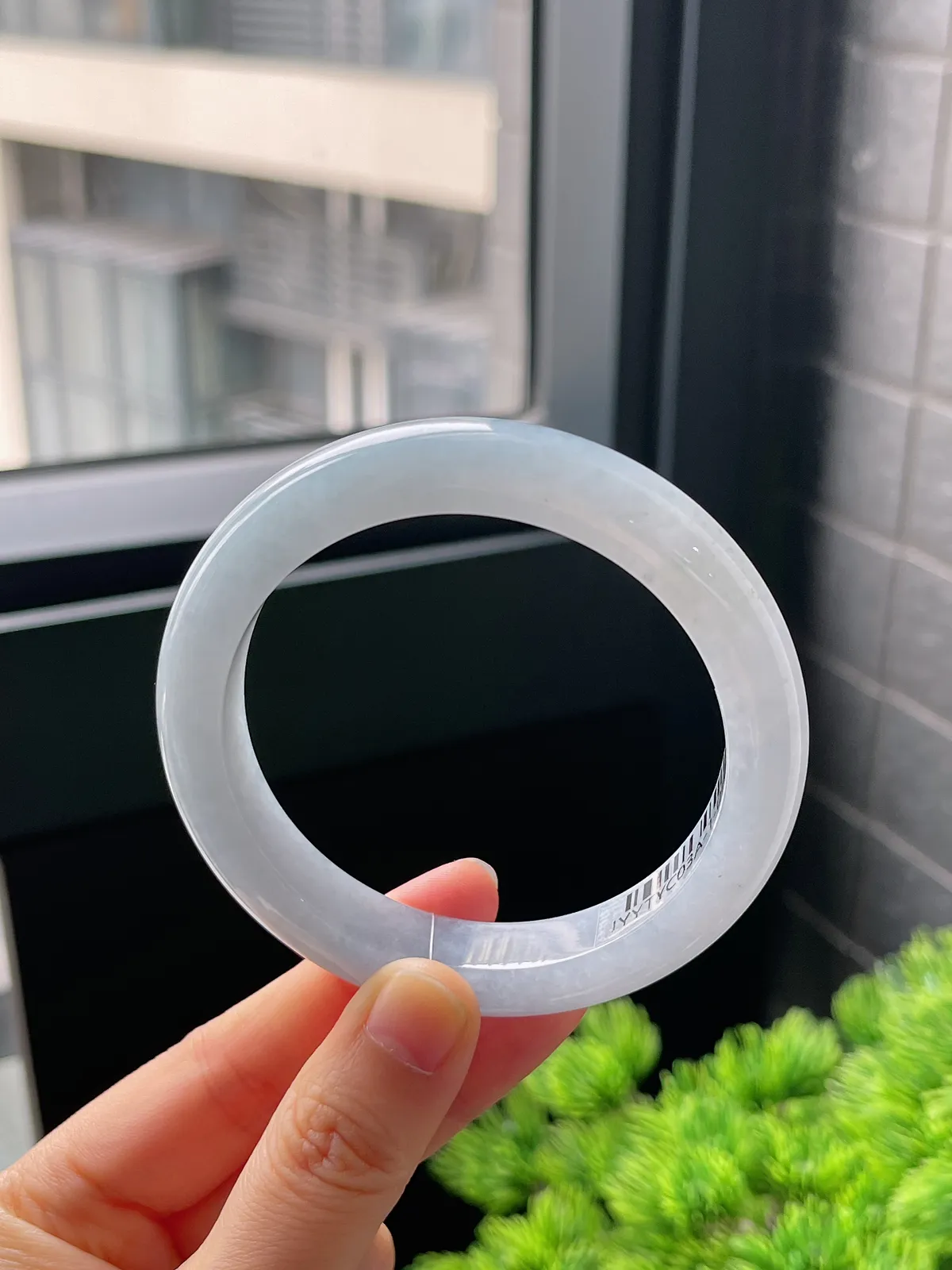 正圈57.8圈口，翡翠冰糯种蓝紫色手镯