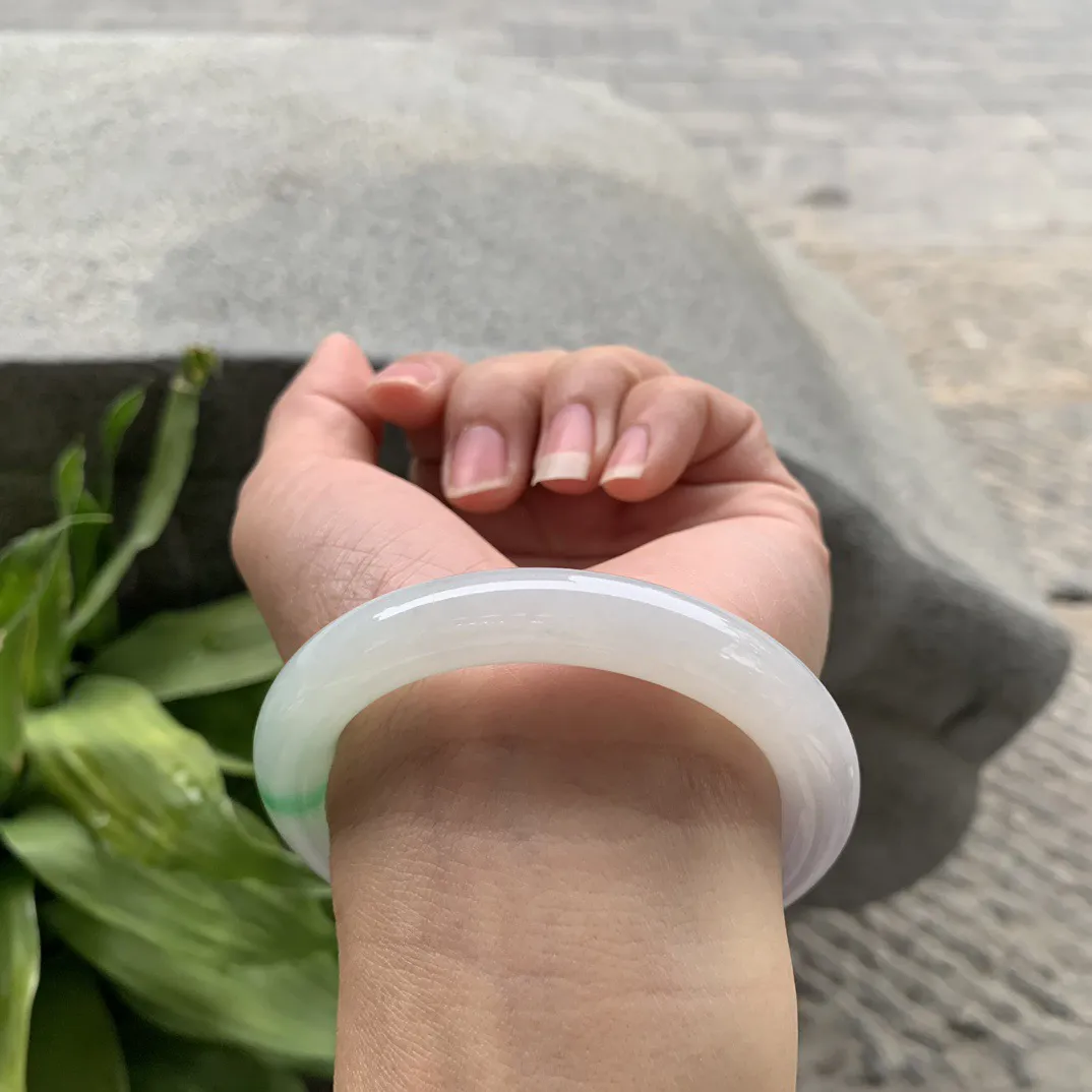 小圈口53.8-9.8 【飘阳绿圆条手镯】圆条53 54可戴