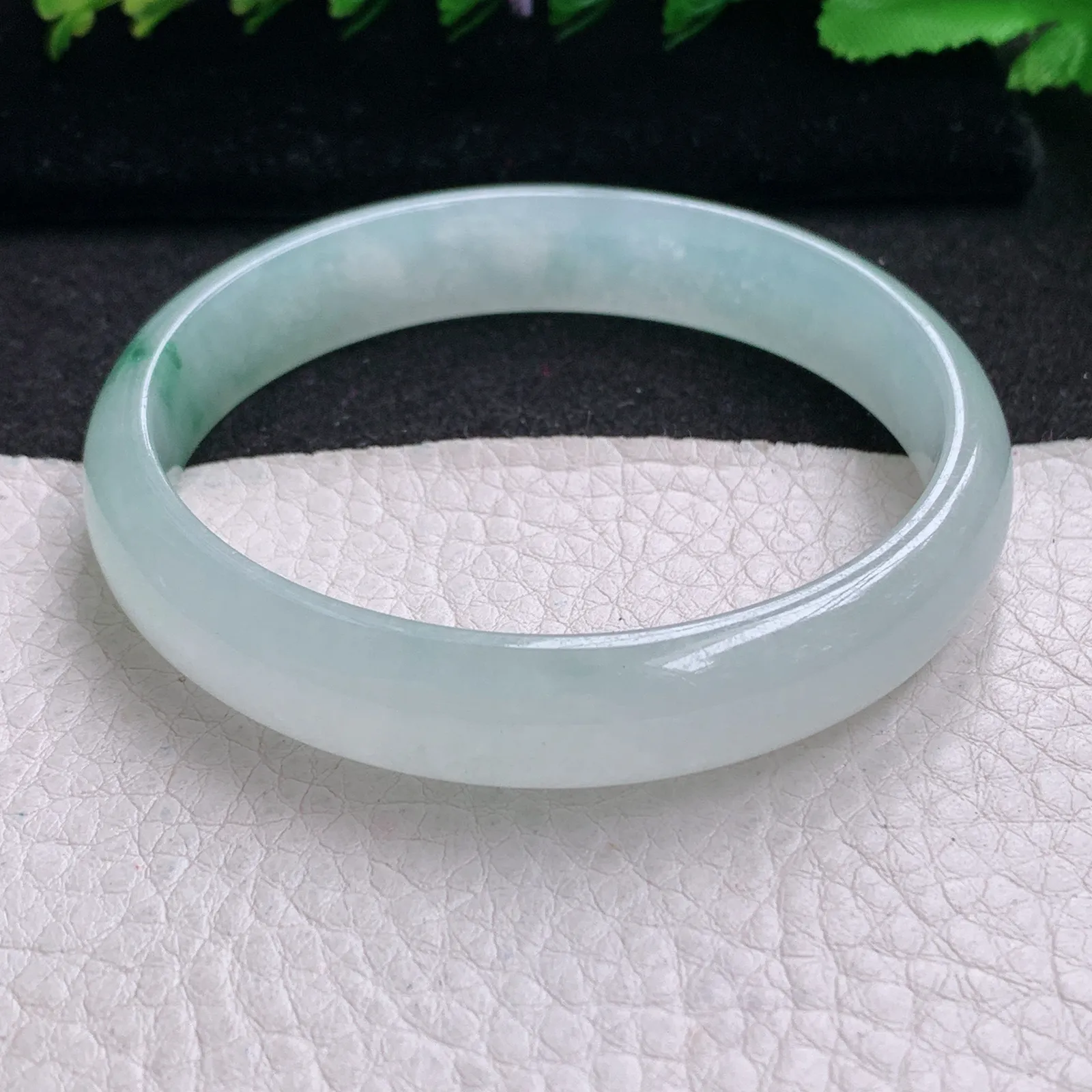 js实拍58.5*12*6.3平安镯 缅甸翡翠精美冰飘花宽边玉手镯 玉手环