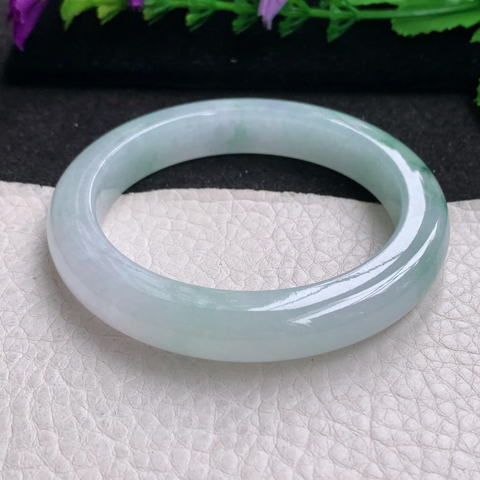 ll实拍54*10.8*9平安镯 缅甸翡翠精美冰飘花厚装宽边玉手镯 玉手环