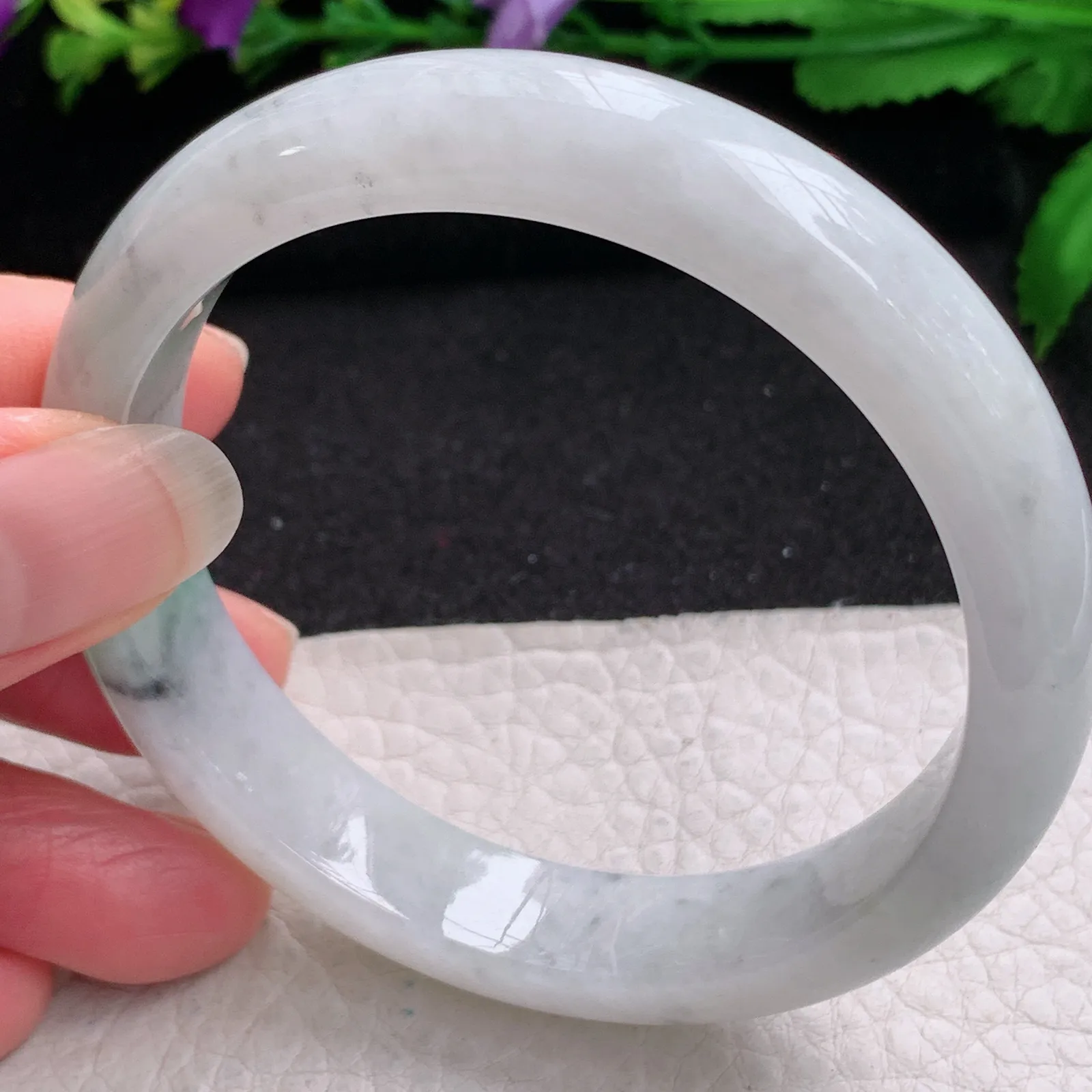 ll实拍58*12.5*8平安镯 缅甸翡翠精美飘绿水润宽边玉手镯 玉手环