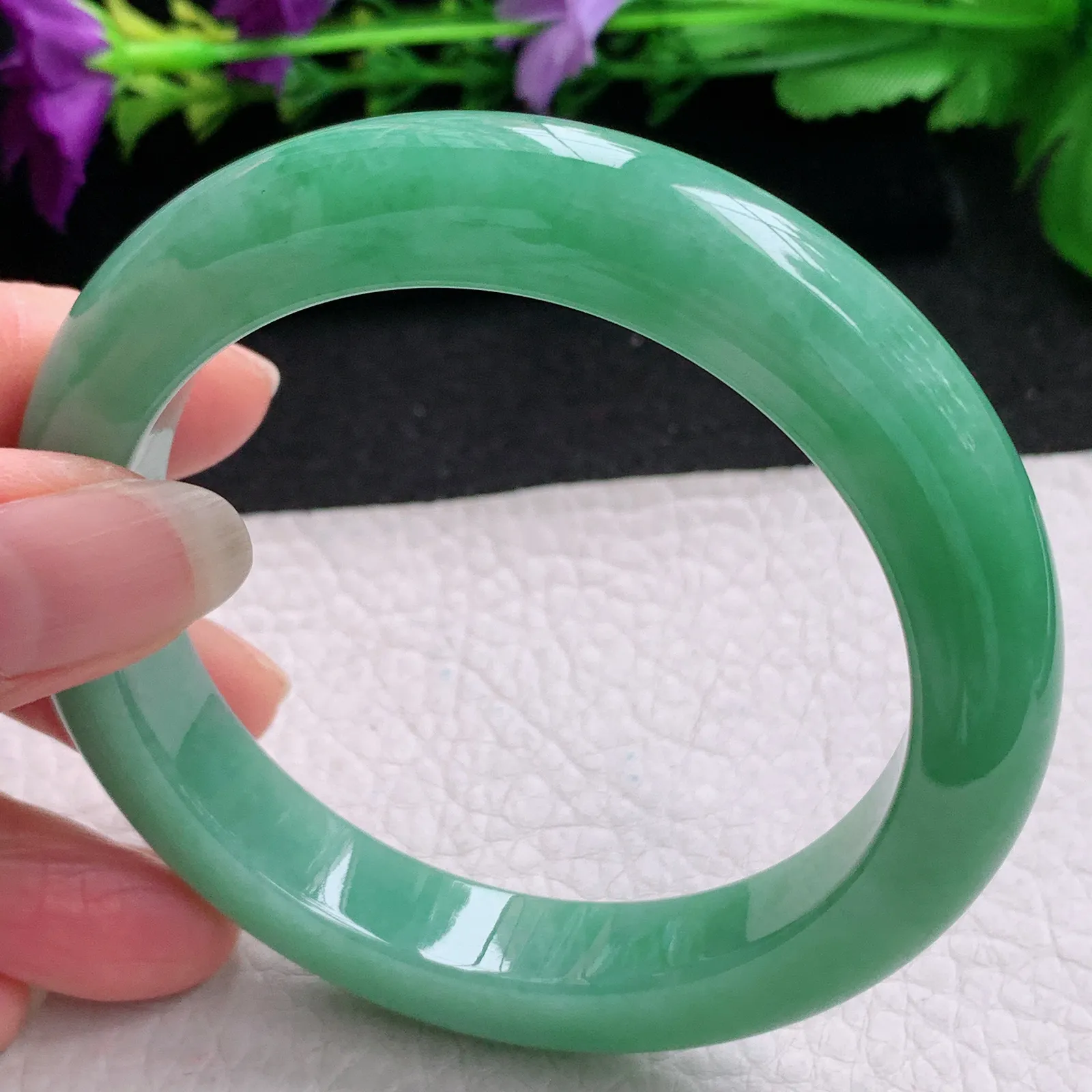 nr实拍59*11.5*10平安镯 缅甸翡翠精美满绿水润宽边玉手镯 玉手环