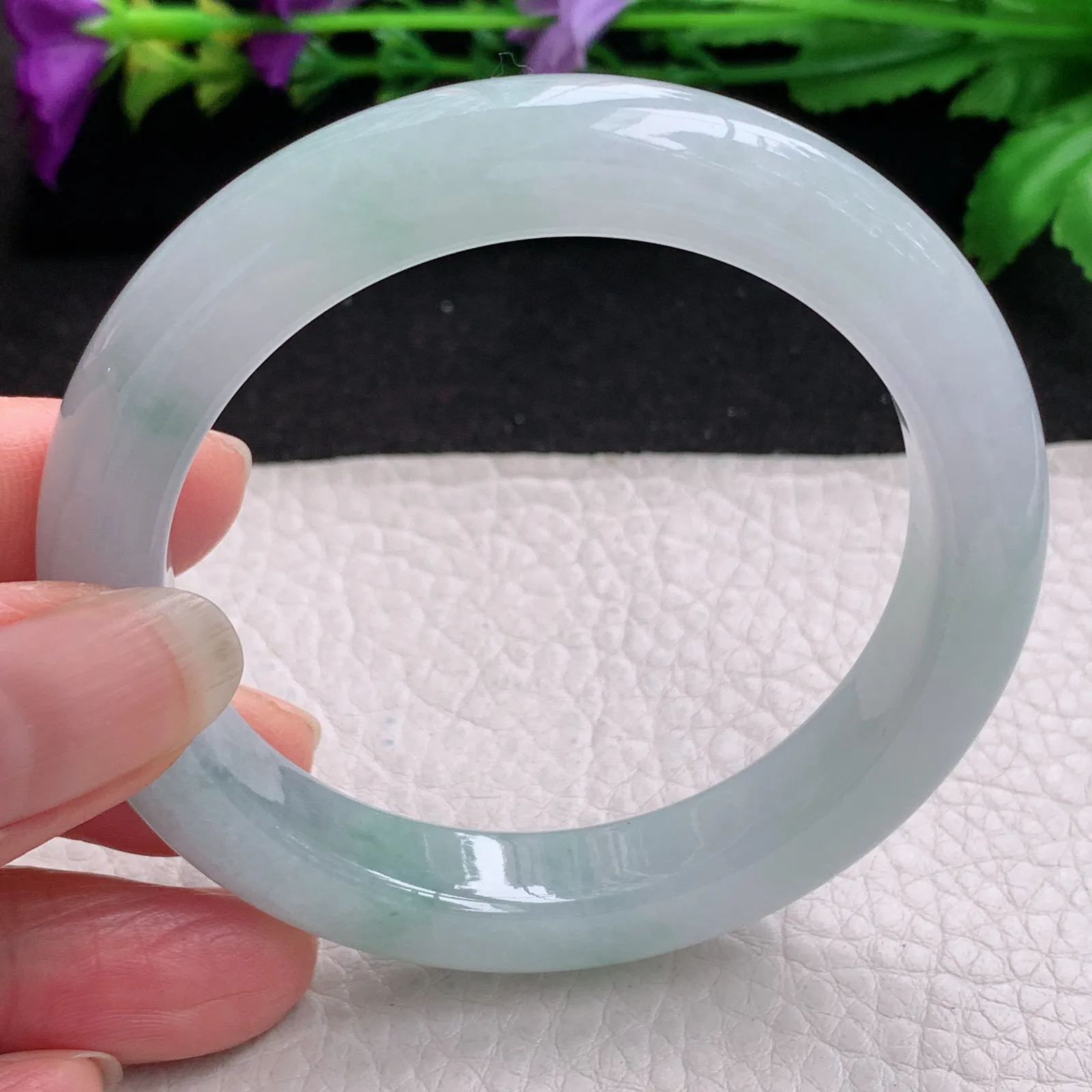 ll实拍54*10.8*9平安镯 缅甸翡翠精美冰飘花厚装宽边玉手镯 玉手环