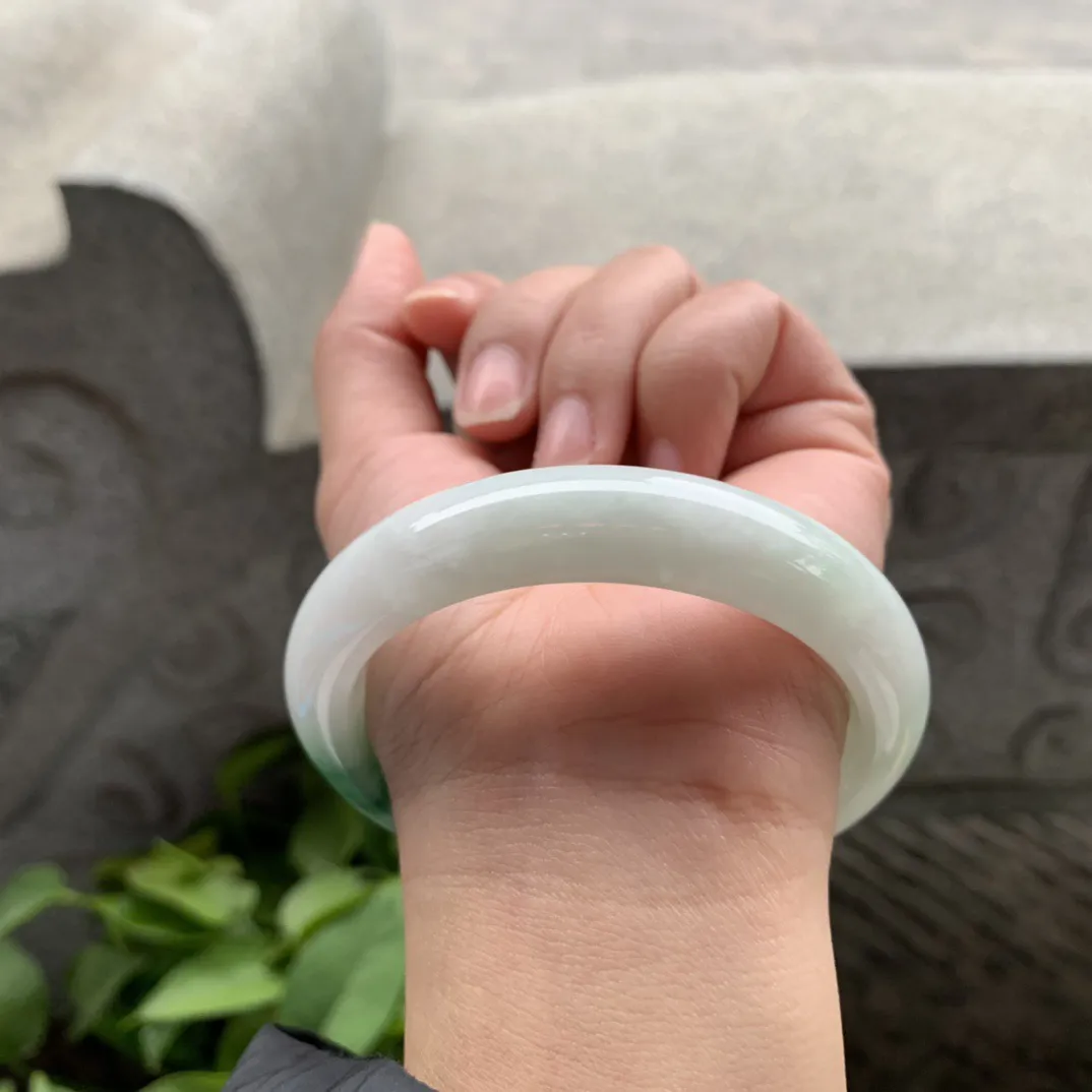 圈口57.5-12.6-9.1 【飘绿正圈手镯】正圈57 58可戴