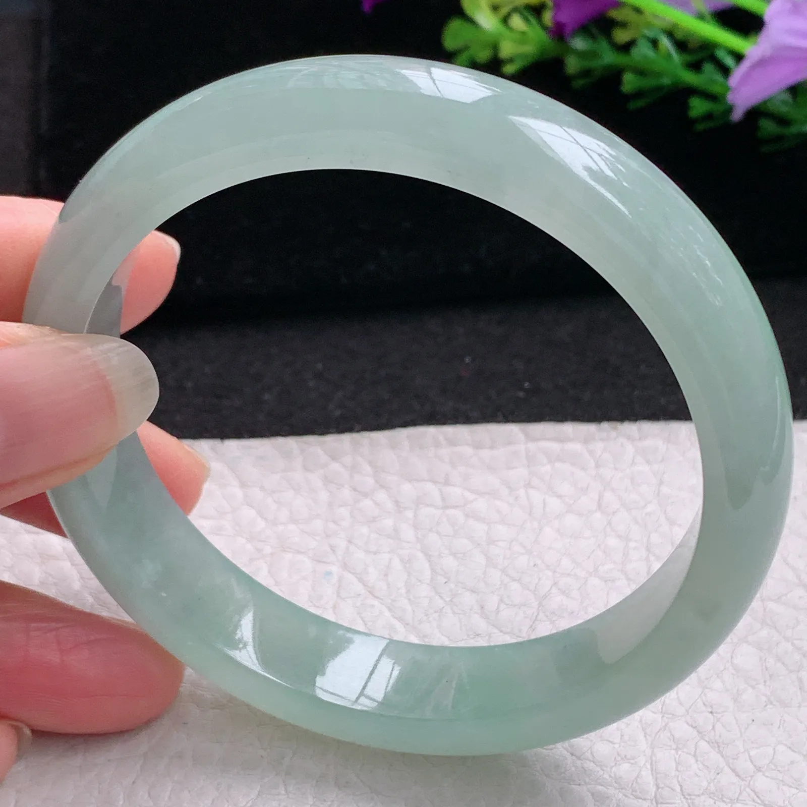 nr大圈口61*13.2*8平安镯 缅甸翡翠a货玉手镯冰晴厚装宽边玉手环