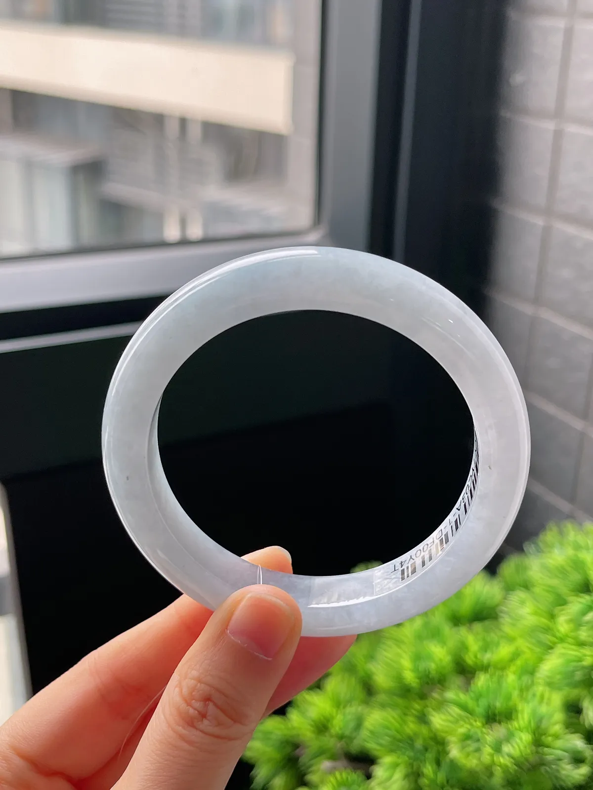 正圈57.8圈口，翡翠冰糯种蓝紫色手镯