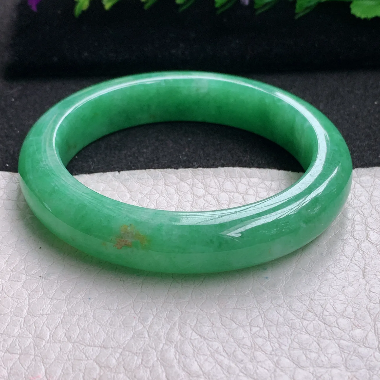 yh小圈口53*11.6*8.8平安镯 缅甸翡翠精美满绿厚装宽边玉手镯 玉手环