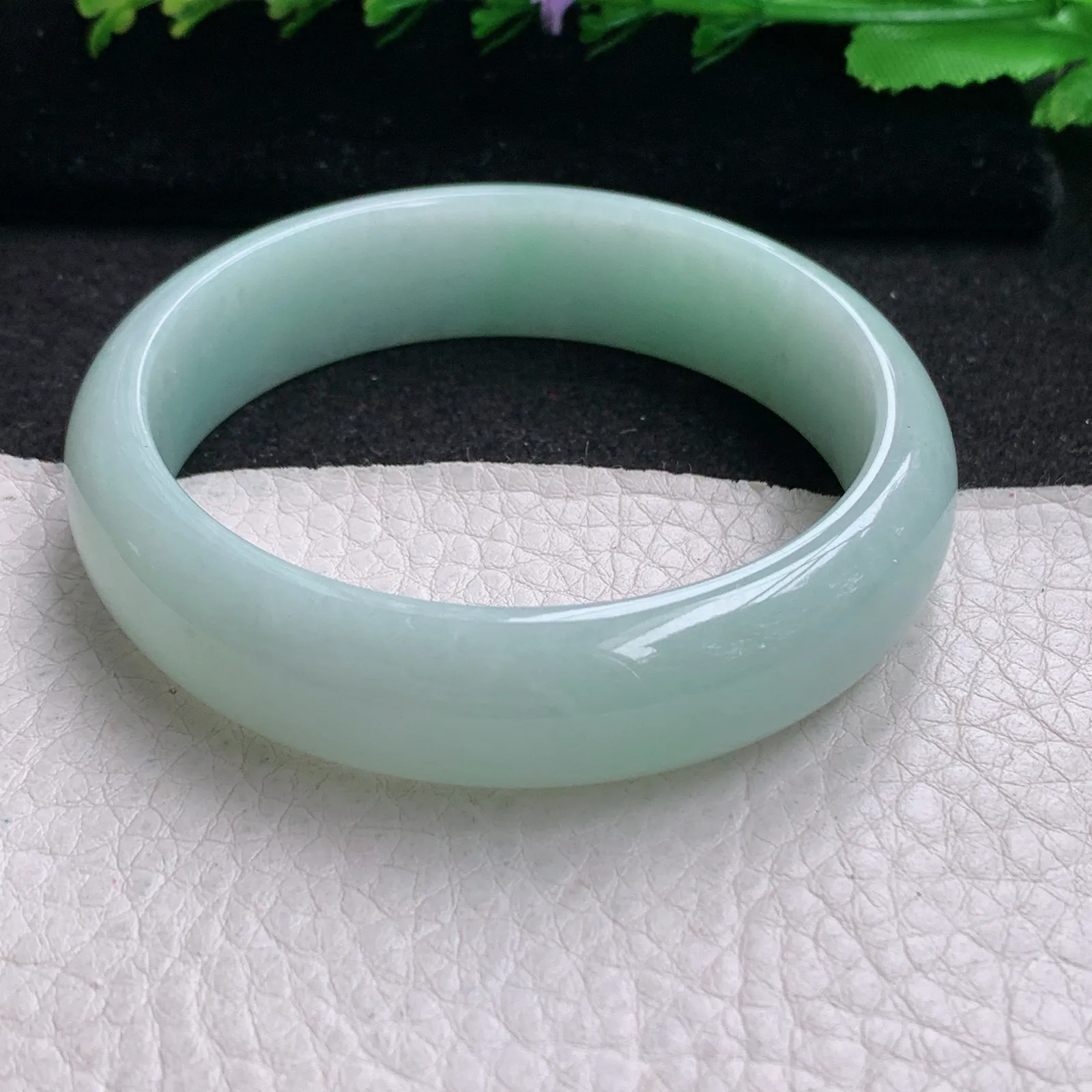 js实拍55.5*14.5*7.5平安镯 缅甸翡翠精美晴美水润宽边玉手镯 玉手环