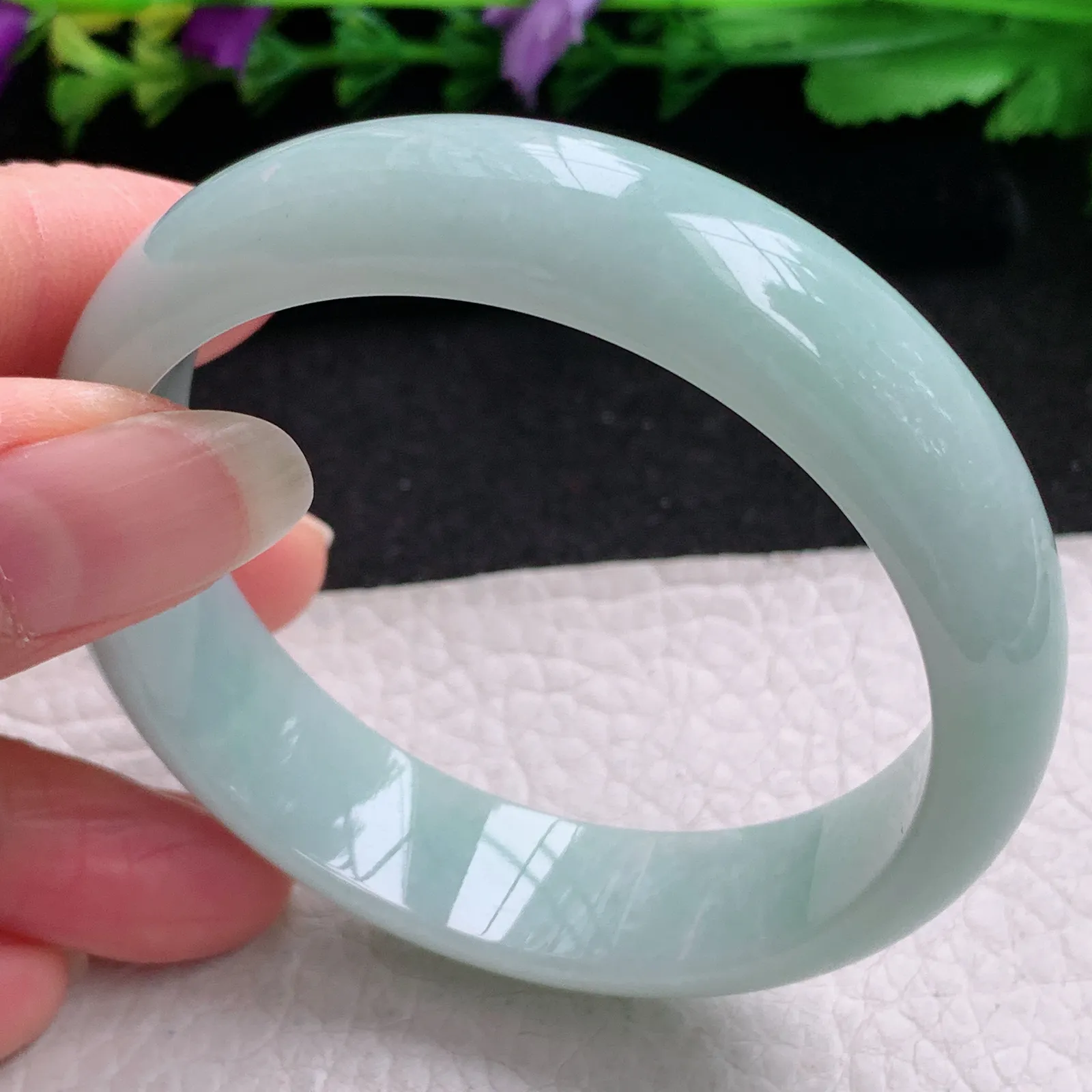 js实拍55.5*14.5*7.5平安镯 缅甸翡翠精美晴美水润宽边玉手镯 玉手环