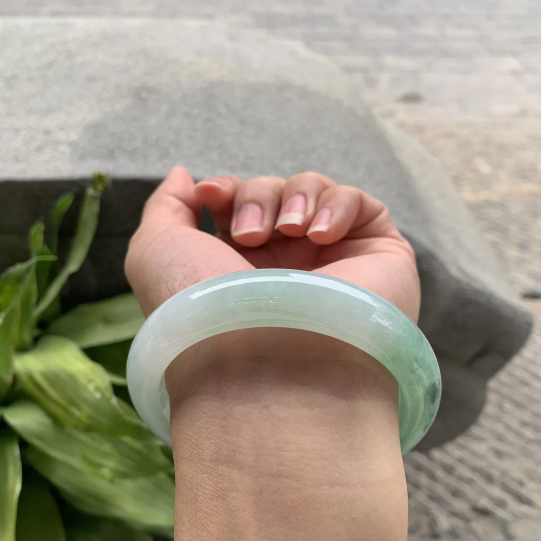 圈口57.6-13-9 【冰飘绿正圈手镯】正圈57 58可戴