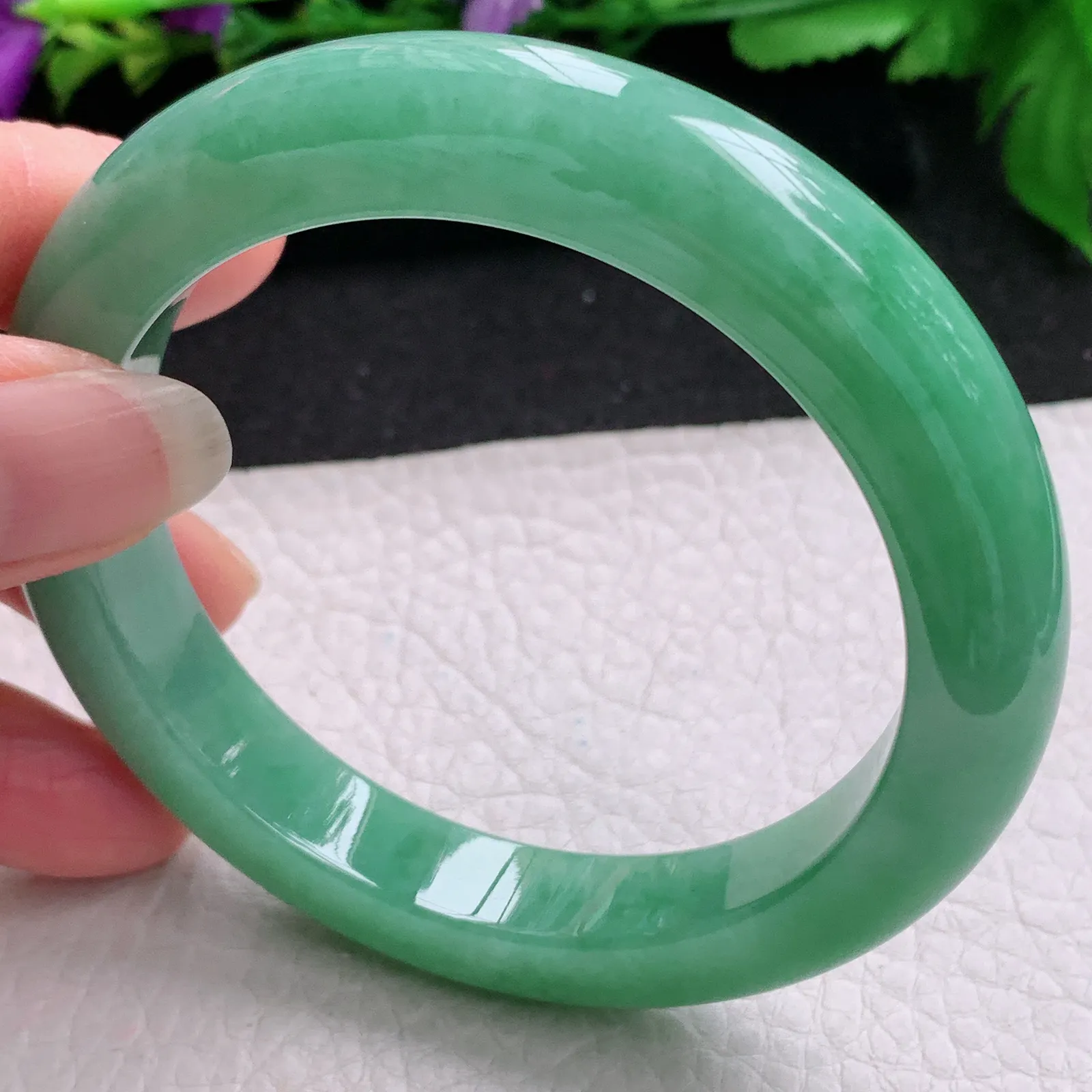 nr实拍59*11.5*10平安镯 缅甸翡翠精美满绿水润宽边玉手镯 玉手环