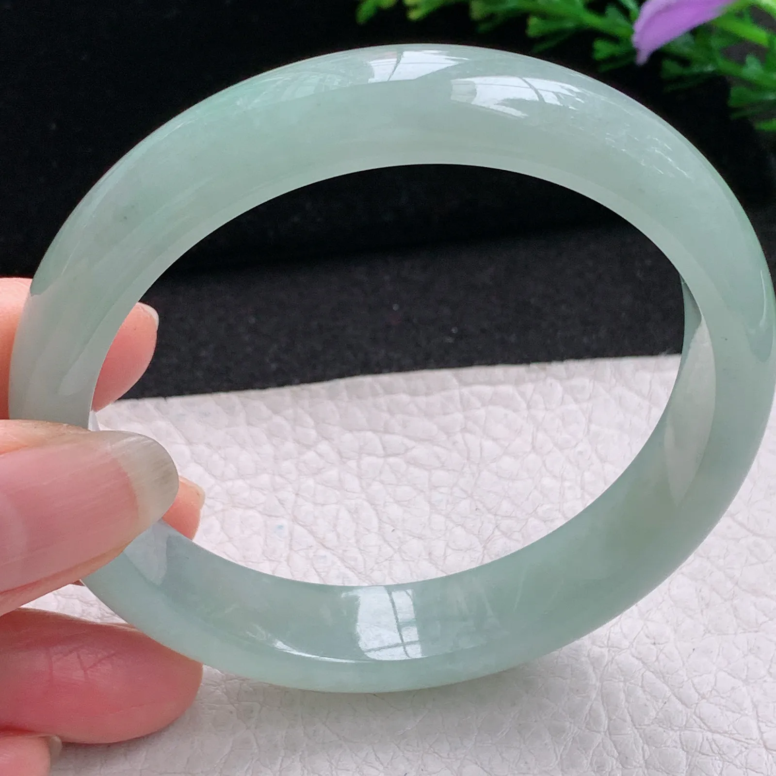 nr大圈口61*13.2*8平安镯 缅甸翡翠a货玉手镯冰晴厚装宽边玉手环