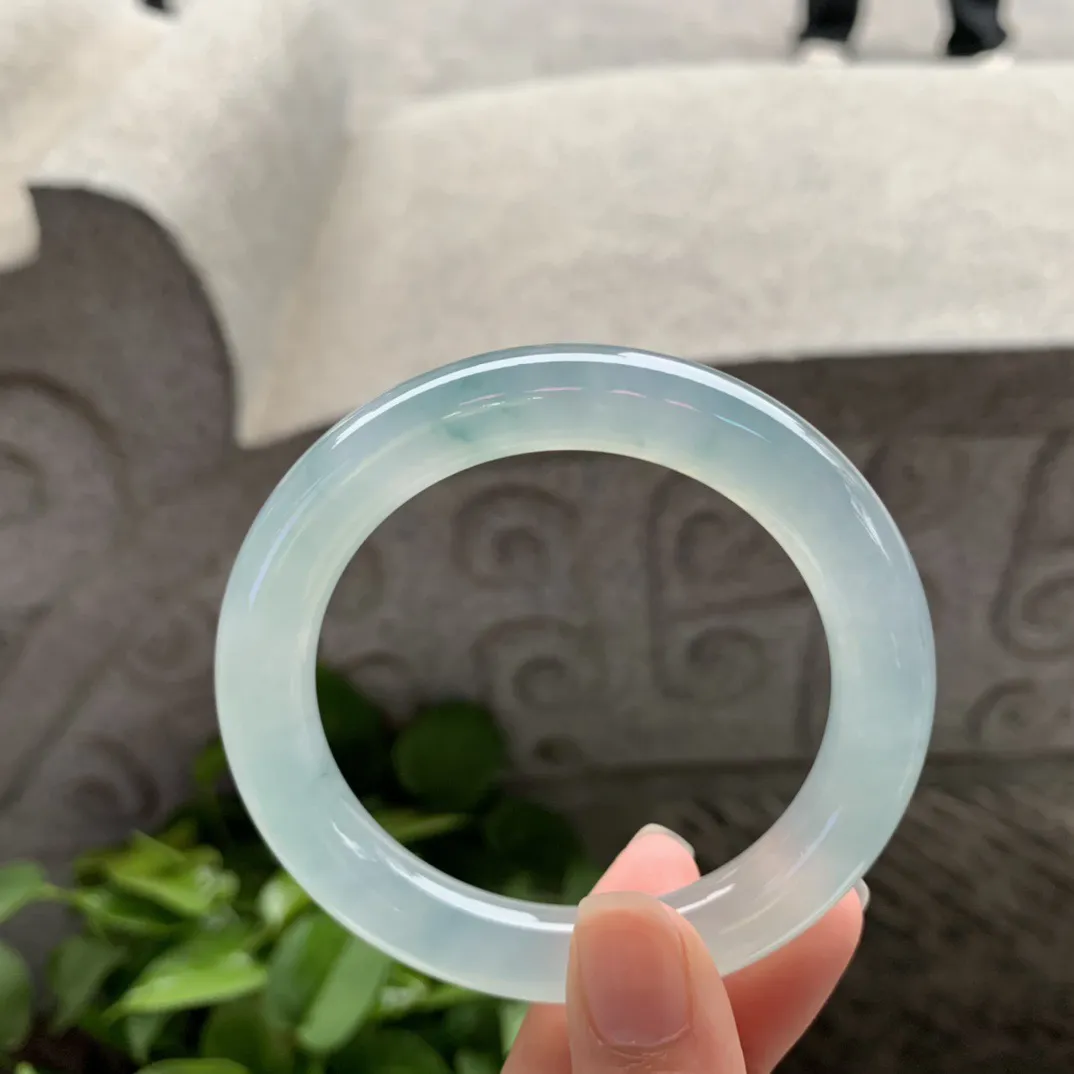 小圈口53.8-10.2 【高冰飘花圆条手镯】圆条53 54可戴