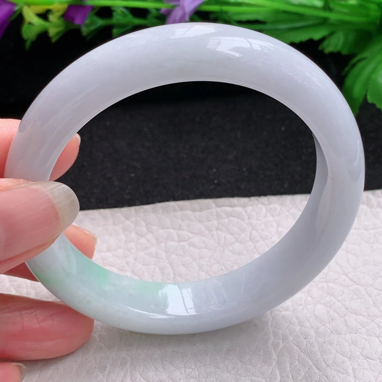 z实拍58.5*12.8*8.8平安镯 缅甸翡翠精飘绿水润宽边玉手镯 玉手环