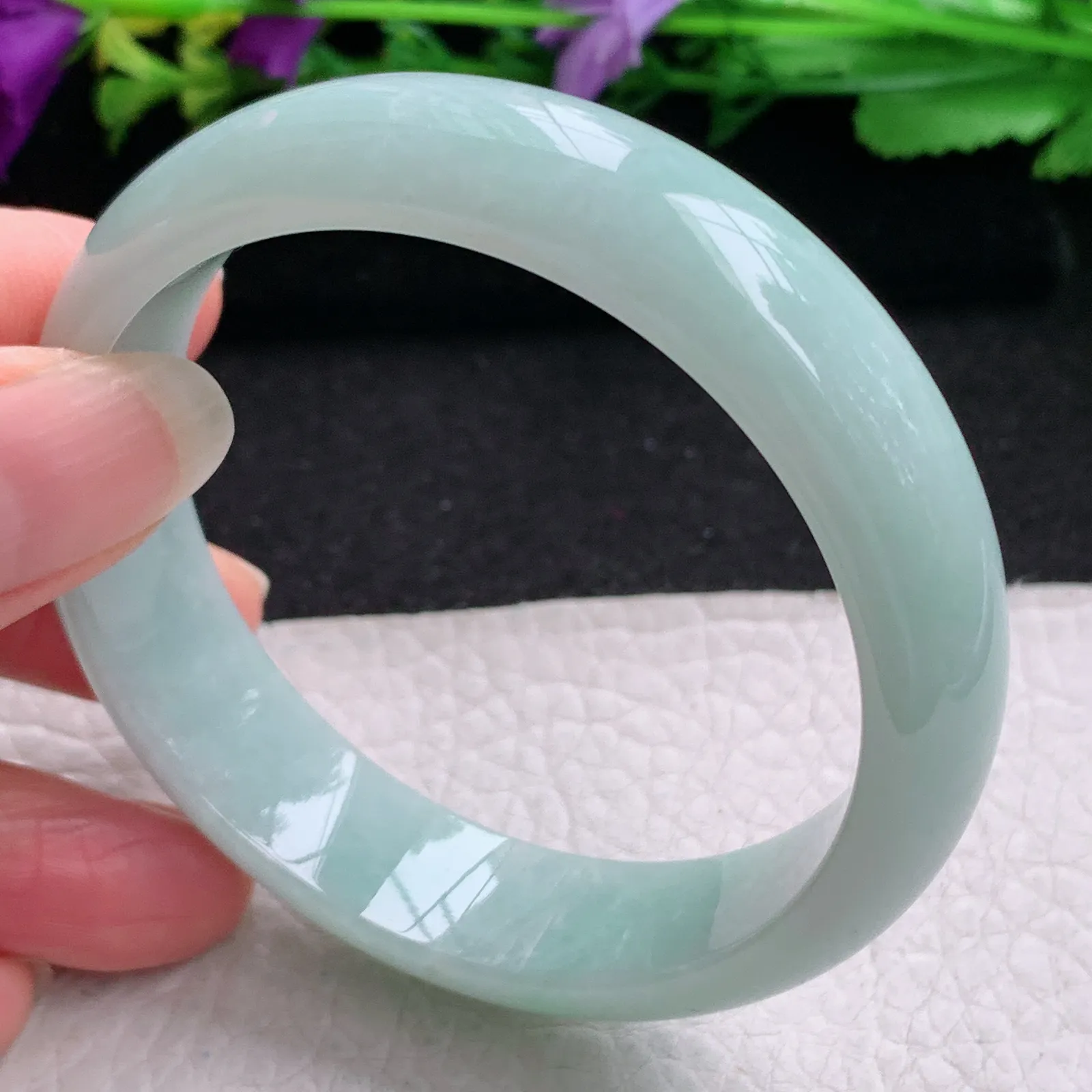 js实拍55.5*14.5*7.5平安镯 缅甸翡翠精美晴美水润宽边玉手镯 玉手环