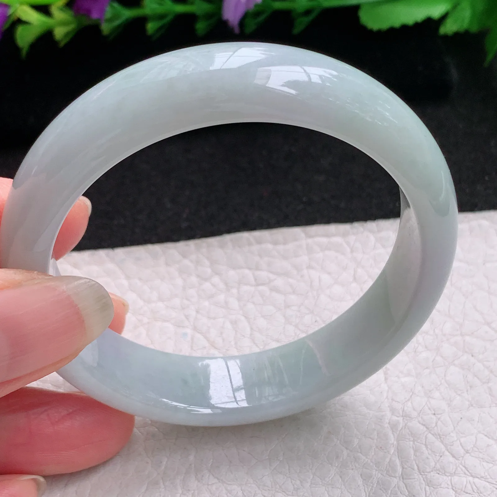 nr实拍53.5*13.8*7.5平安镯 缅甸翡翠精美纯美水润宽边玉手镯 玉手环