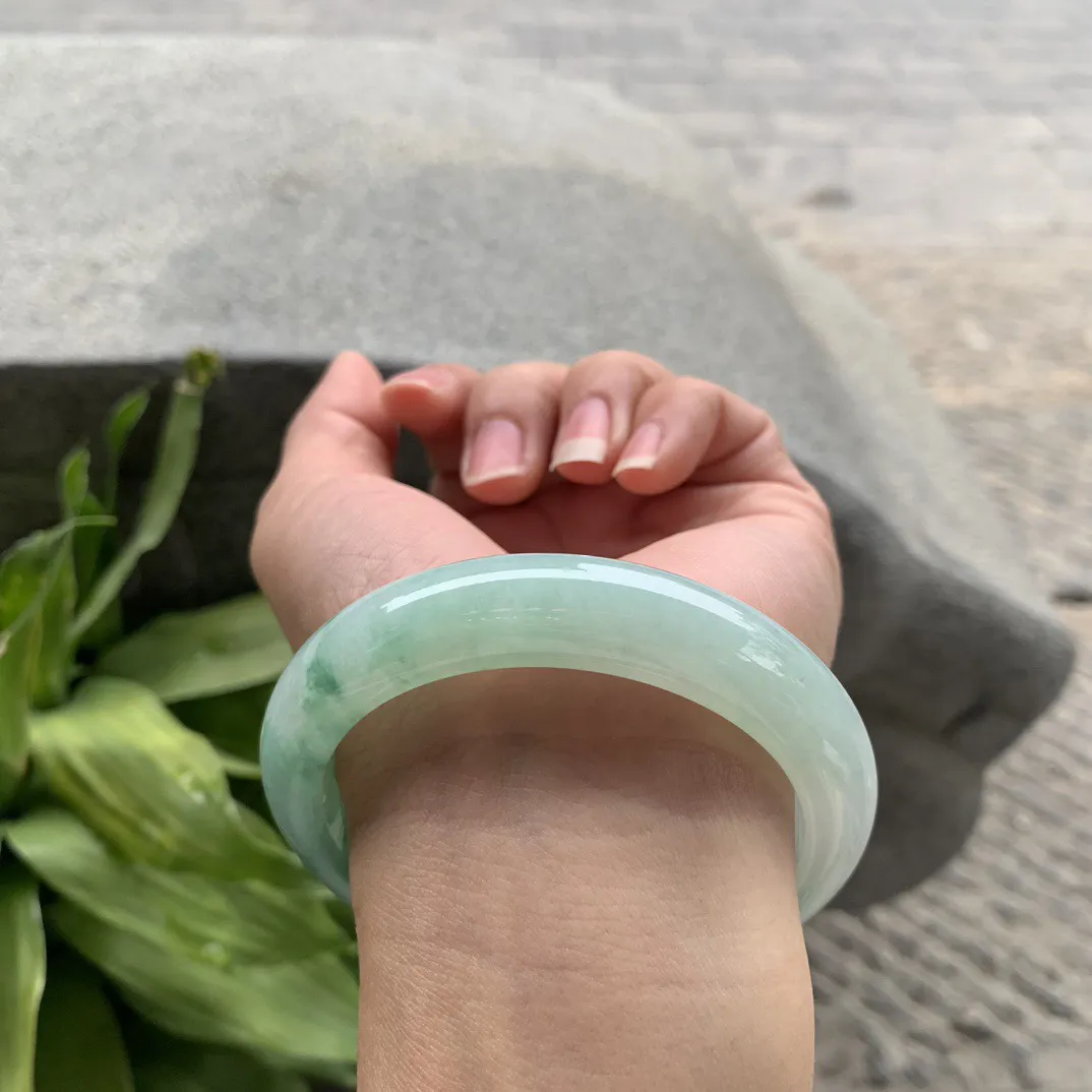 圈口57.6-13-9 【冰飘绿正圈手镯】正圈57 58可戴