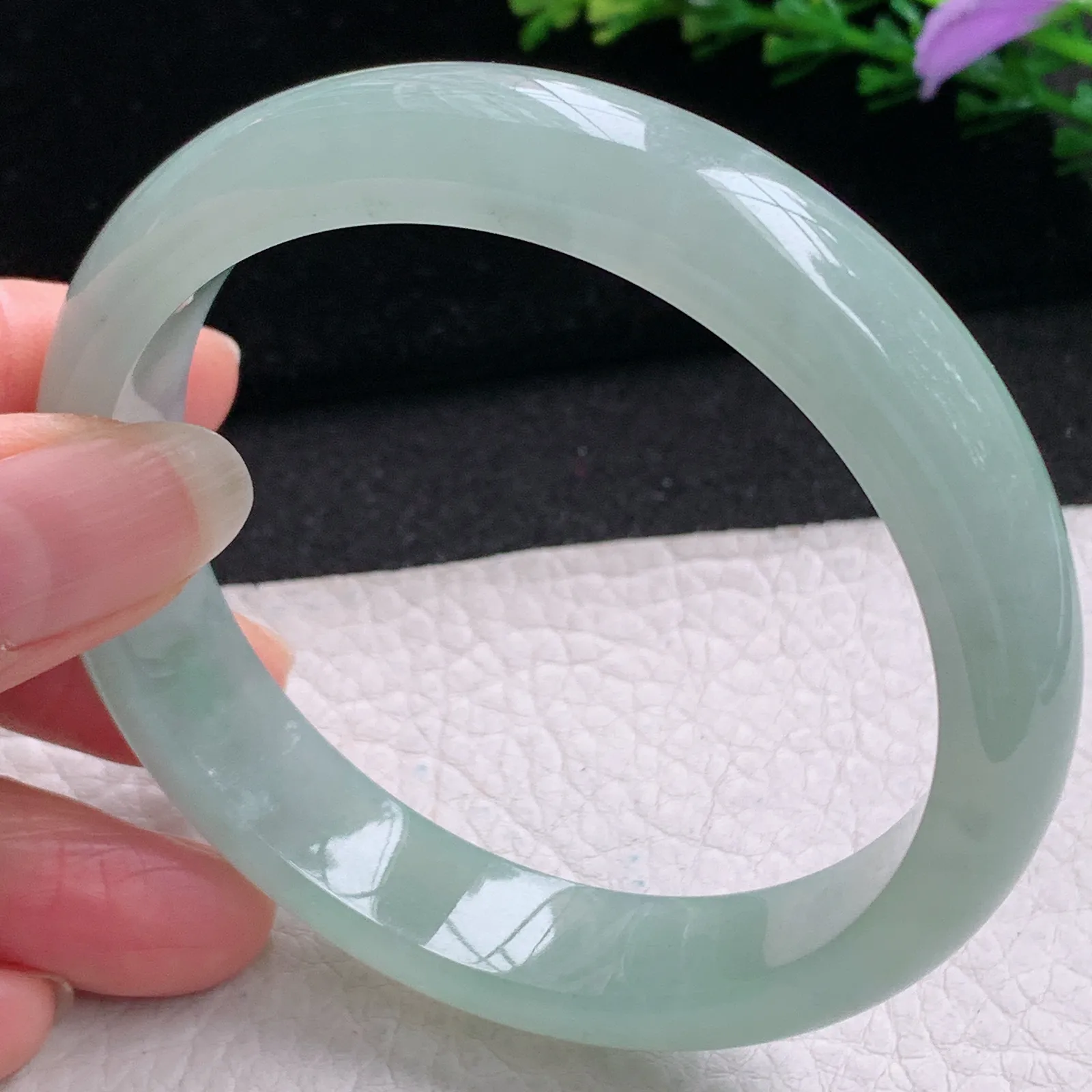 nr大圈口61*13.2*8平安镯 缅甸翡翠a货玉手镯冰晴厚装宽边玉手环