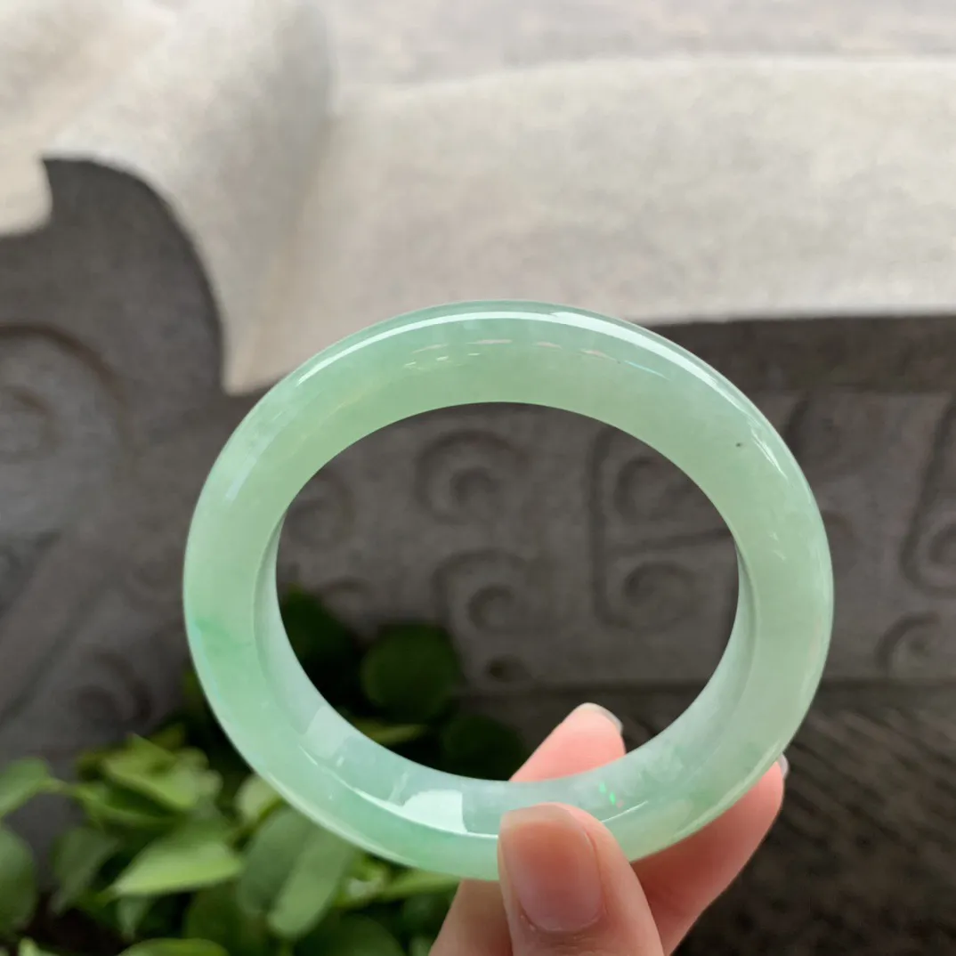 圈口56.6-11.8-9.5 【冰绿正圈手镯】正圈56 57可戴