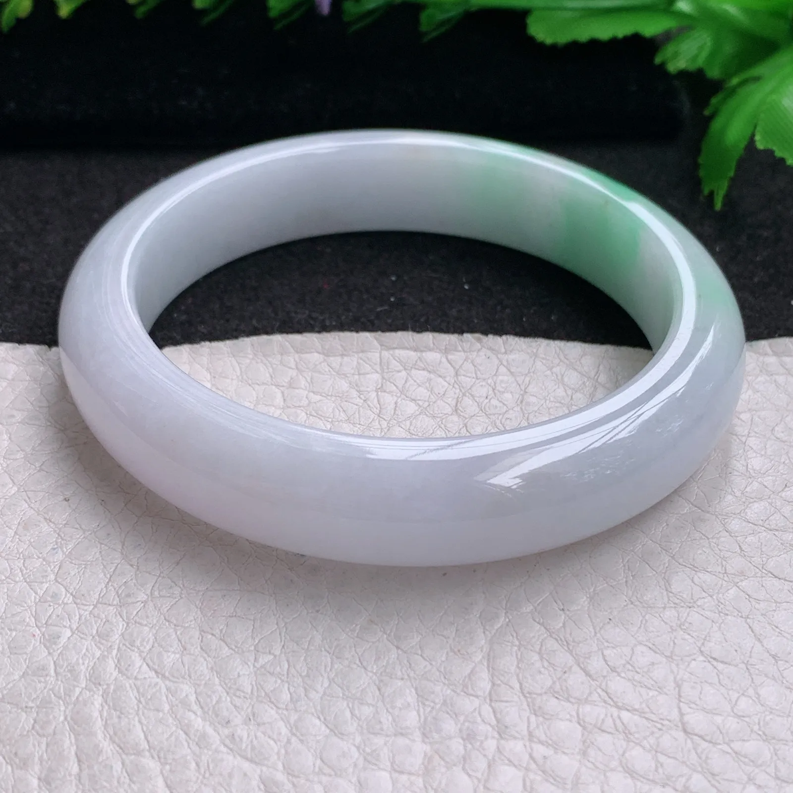 z实拍58.5*12.8*8.8平安镯 缅甸翡翠精飘绿水润宽边玉手镯 玉手环