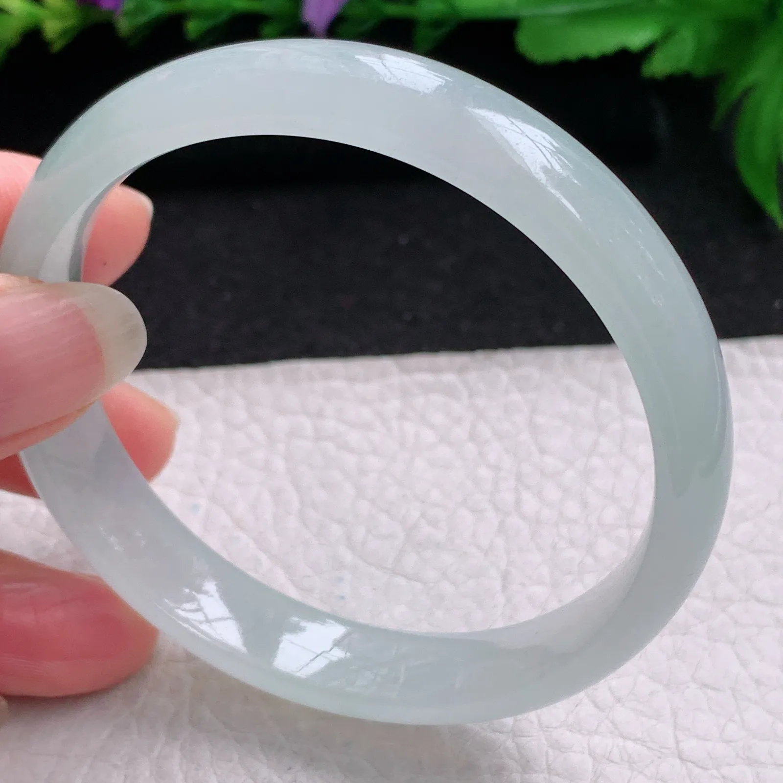 js实拍58.5*12*6.3平安镯 缅甸翡翠精美冰飘花宽边玉手镯 玉手环