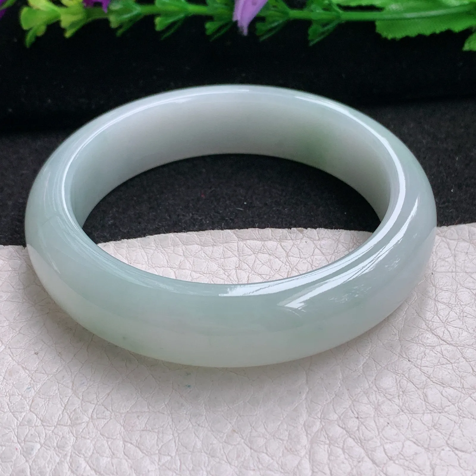 nr实拍54*14*8.3平安镯 缅甸翡翠精美飘花水润宽边玉手镯 玉手环