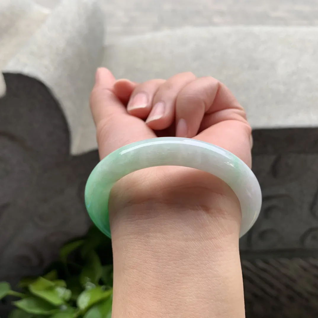 小圈口50.5-10 【辣阳绿圆条手镯】圆条50 51可戴