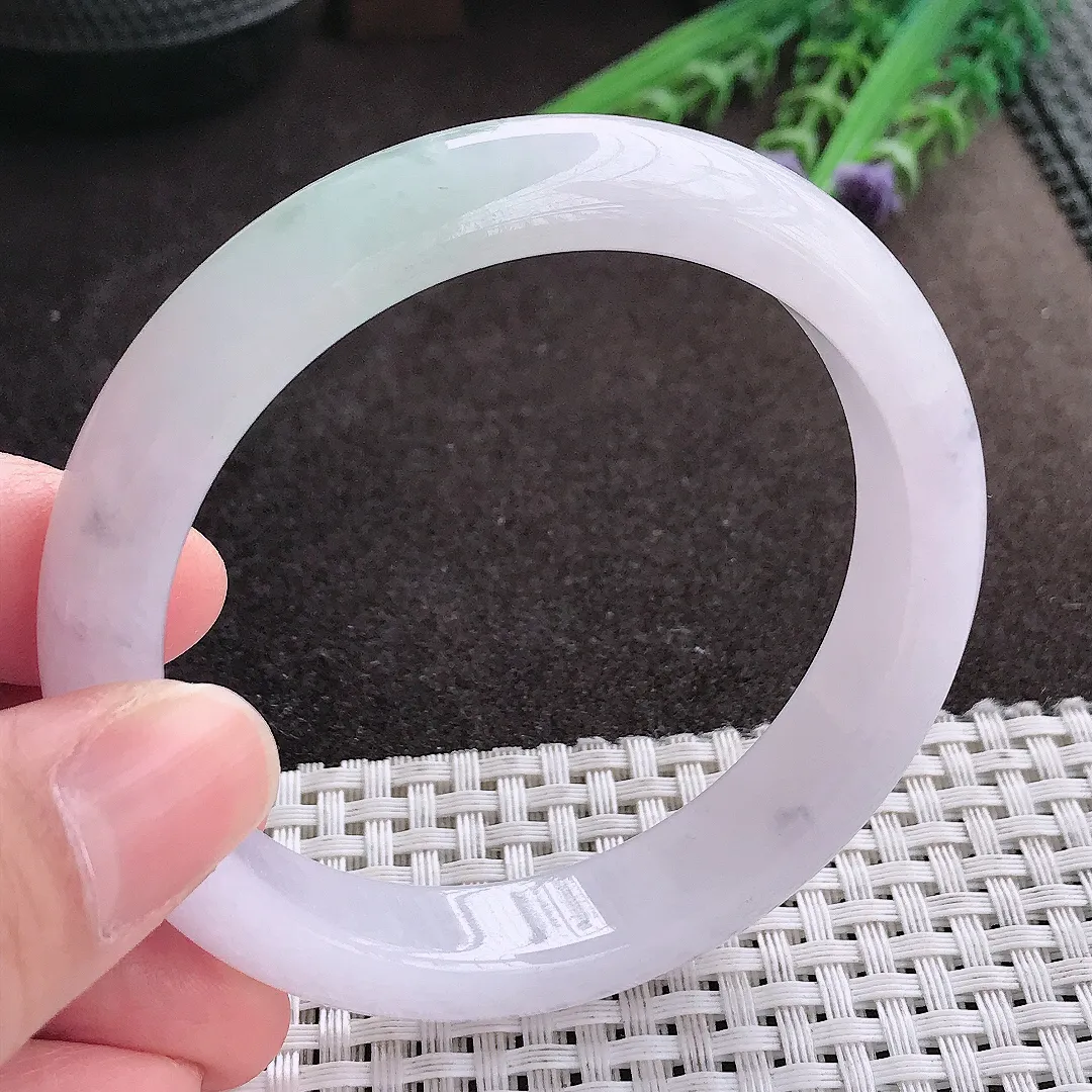 实拍A货翡翠57.8/12.6/8.2老坑冰润水灵冰晴手镯宽边玉镯