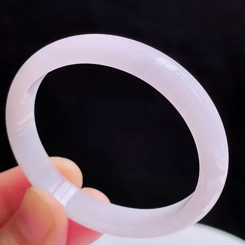 53.6圈贵妃天然翡翠淡紫玉手镯好种水春彩水润手镯26.47g