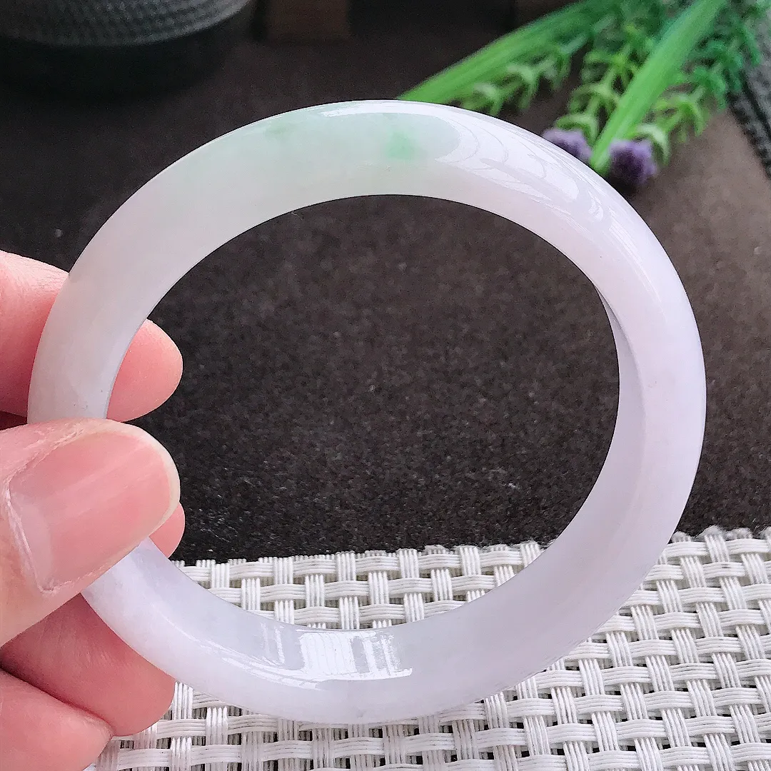 实拍A货翡翠57.8/12.6/8.2老坑冰润水灵冰晴手镯宽边玉镯