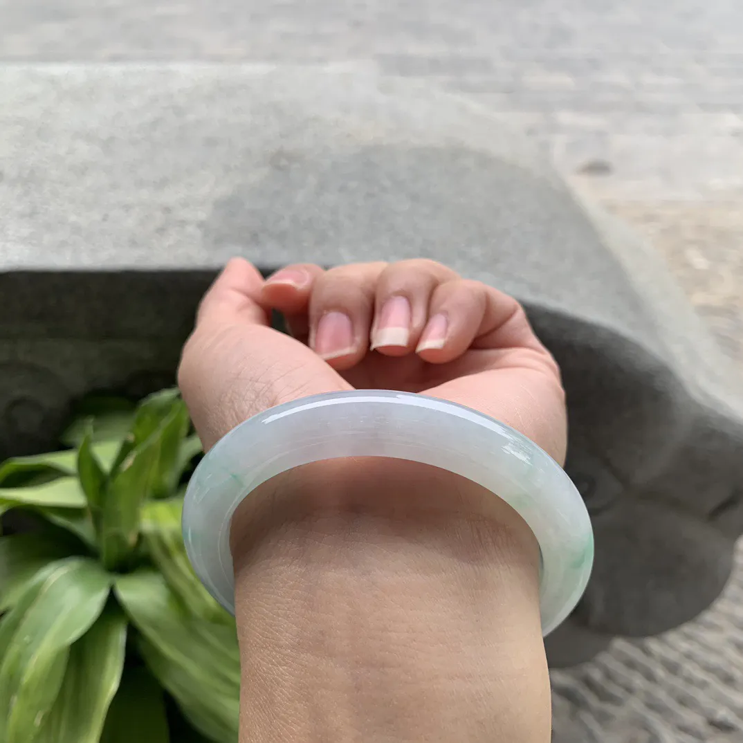 圈口56-9.6-9.3 【飘绿正圈手镯】正圈56 57可戴