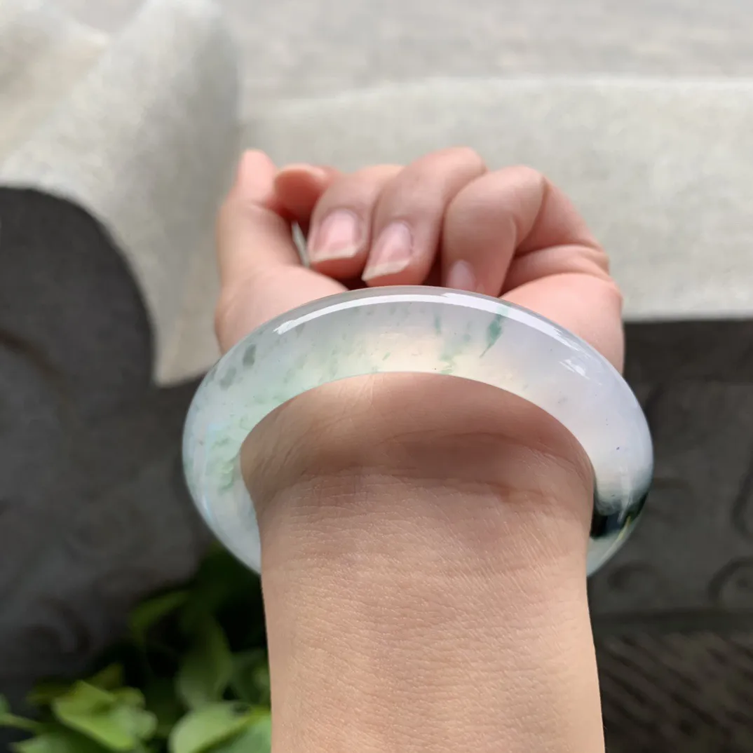 圈口55.5-12.5-8.6 【高冰飘花正圈手镯】正圈55 56可戴