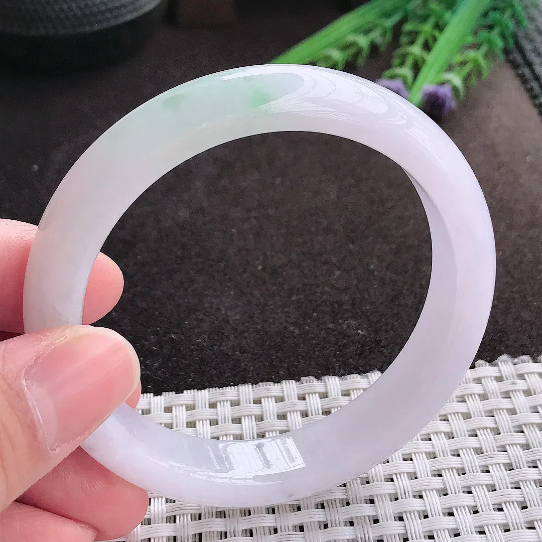 实拍A货翡翠57.8/12.6/8.2老坑冰润水灵冰晴手镯宽边玉镯