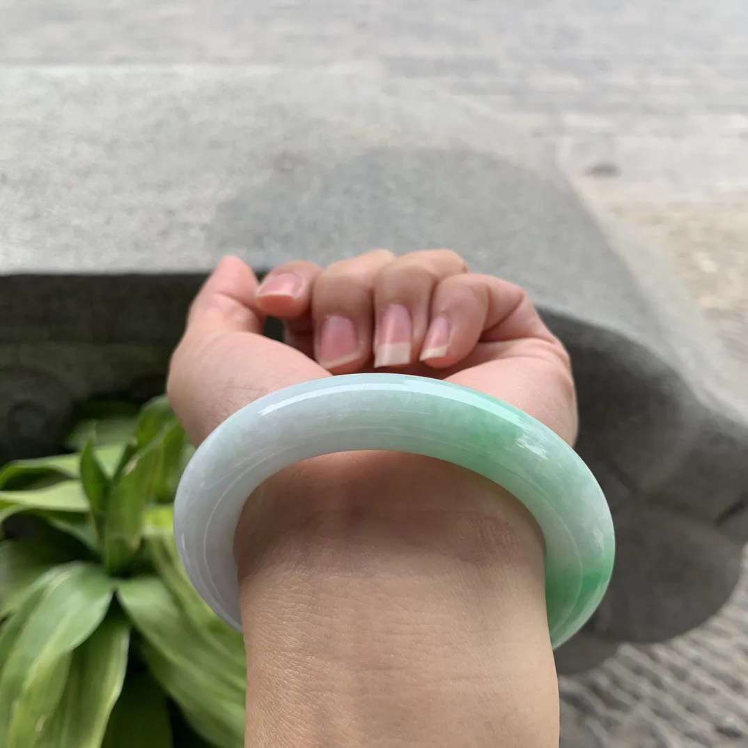 圈口55-11.9 【辣阳绿圆条手镯】圆条55 56可戴