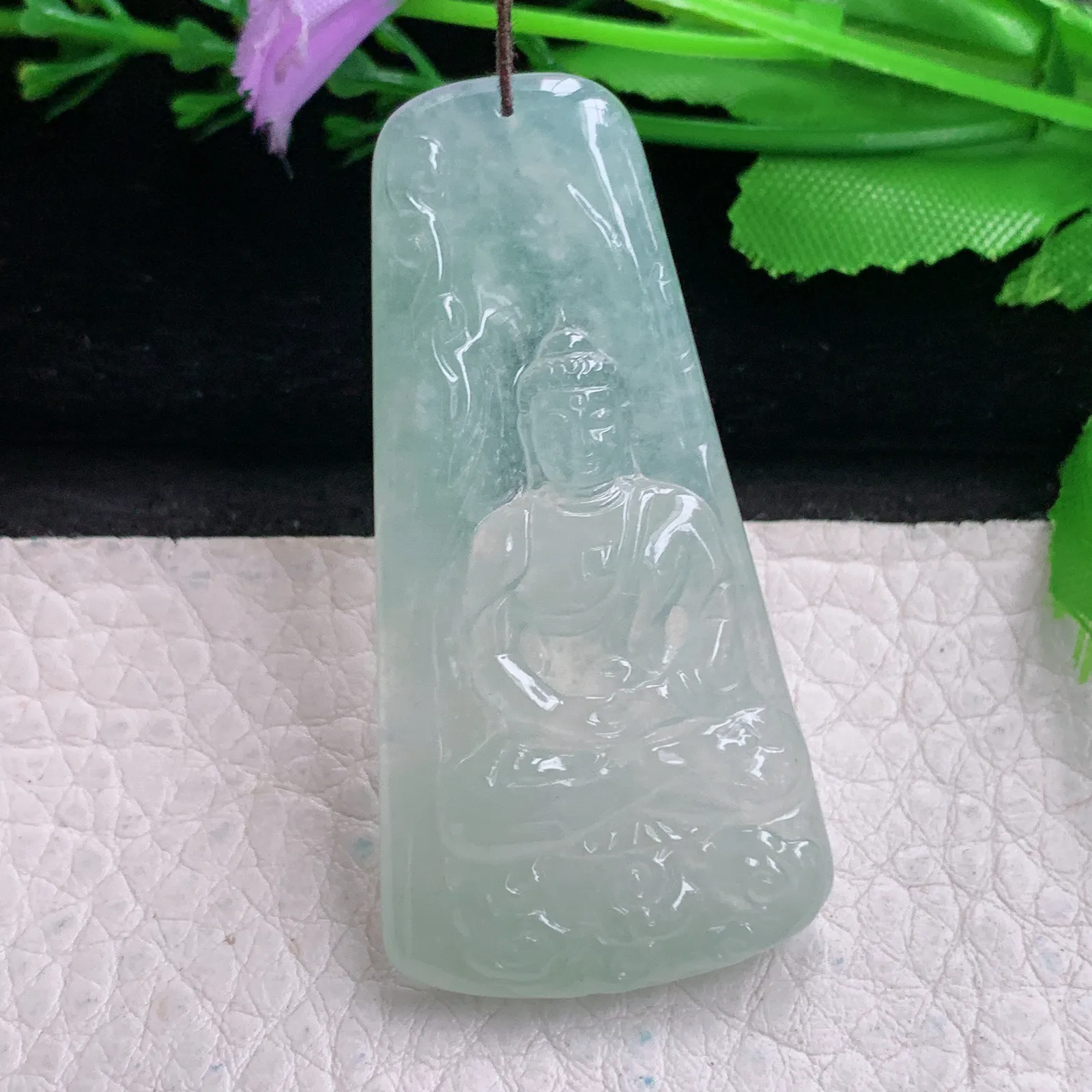 yn实拍51.5*26*5.3缅甸翡翠精雕冰晴大日如来佛祖玉吊坠 玉挂坠