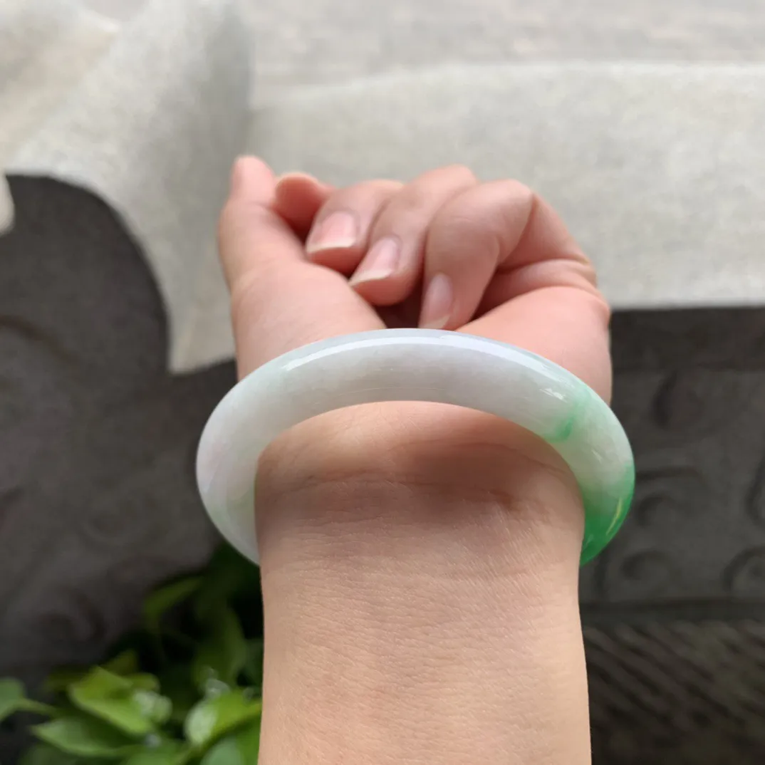 小圈口50.5-10 【辣阳绿圆条手镯】圆条50 51可戴