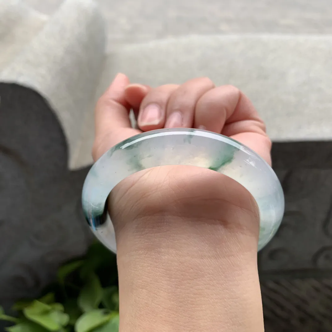 圈口55.5-12.5-8.6 【高冰飘花正圈手镯】正圈55 56可戴