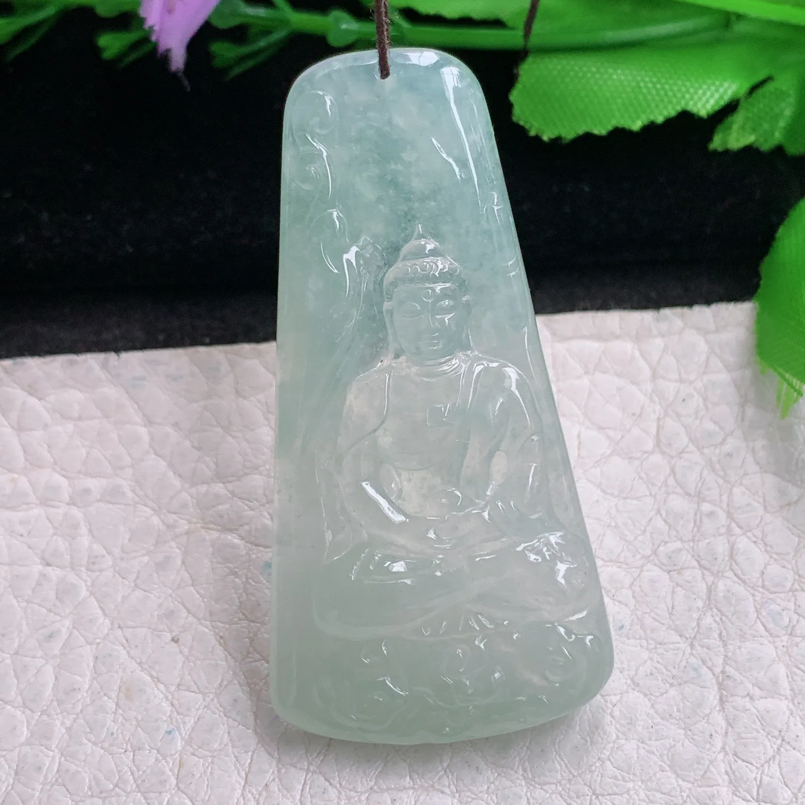 yn实拍51.5*26*5.3缅甸翡翠精雕冰晴大日如来佛祖玉吊坠 玉挂坠