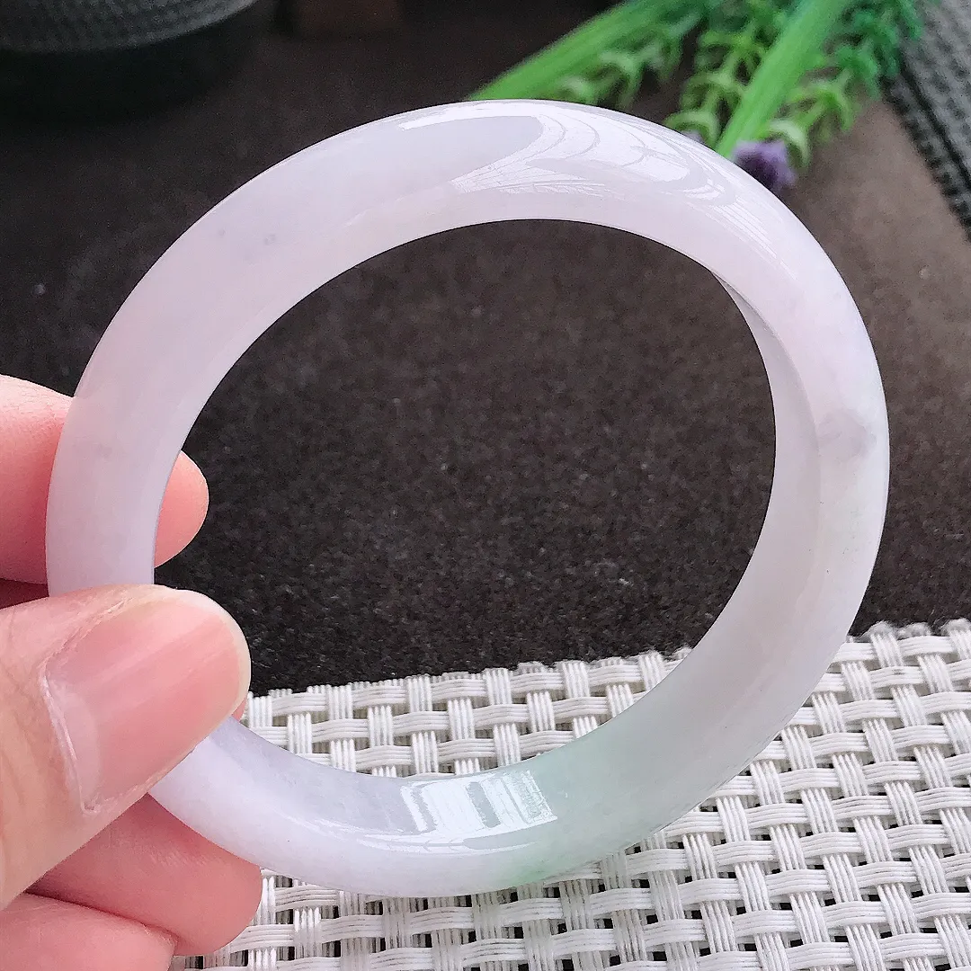 实拍A货翡翠57.8/12.6/8.2老坑冰润水灵冰晴手镯宽边玉镯