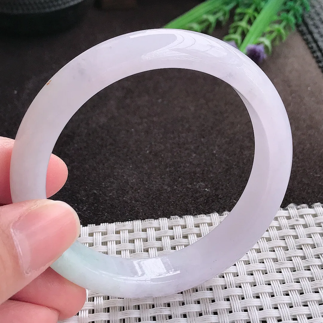 实拍A货翡翠57.8/12.6/8.2老坑冰润水灵冰晴手镯宽边玉镯