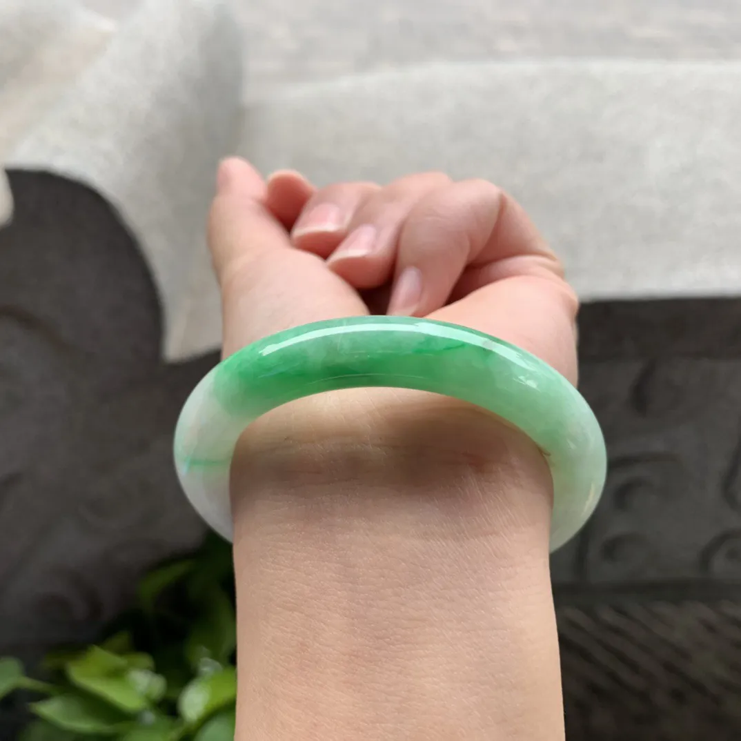 小圈口50.5-10 【辣阳绿圆条手镯】圆条50 51可戴