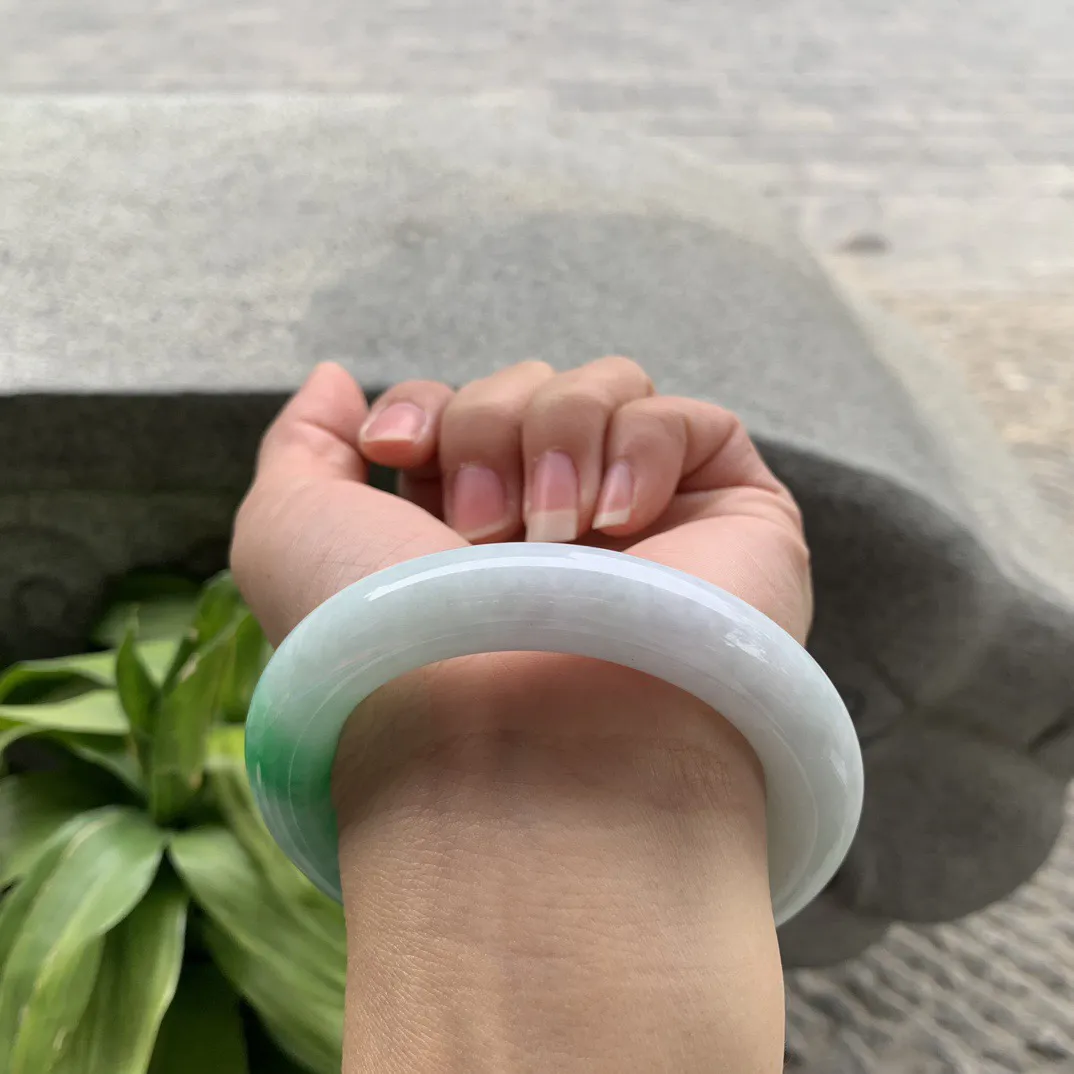 圈口55-11.9 【辣阳绿圆条手镯】圆条55 56可戴