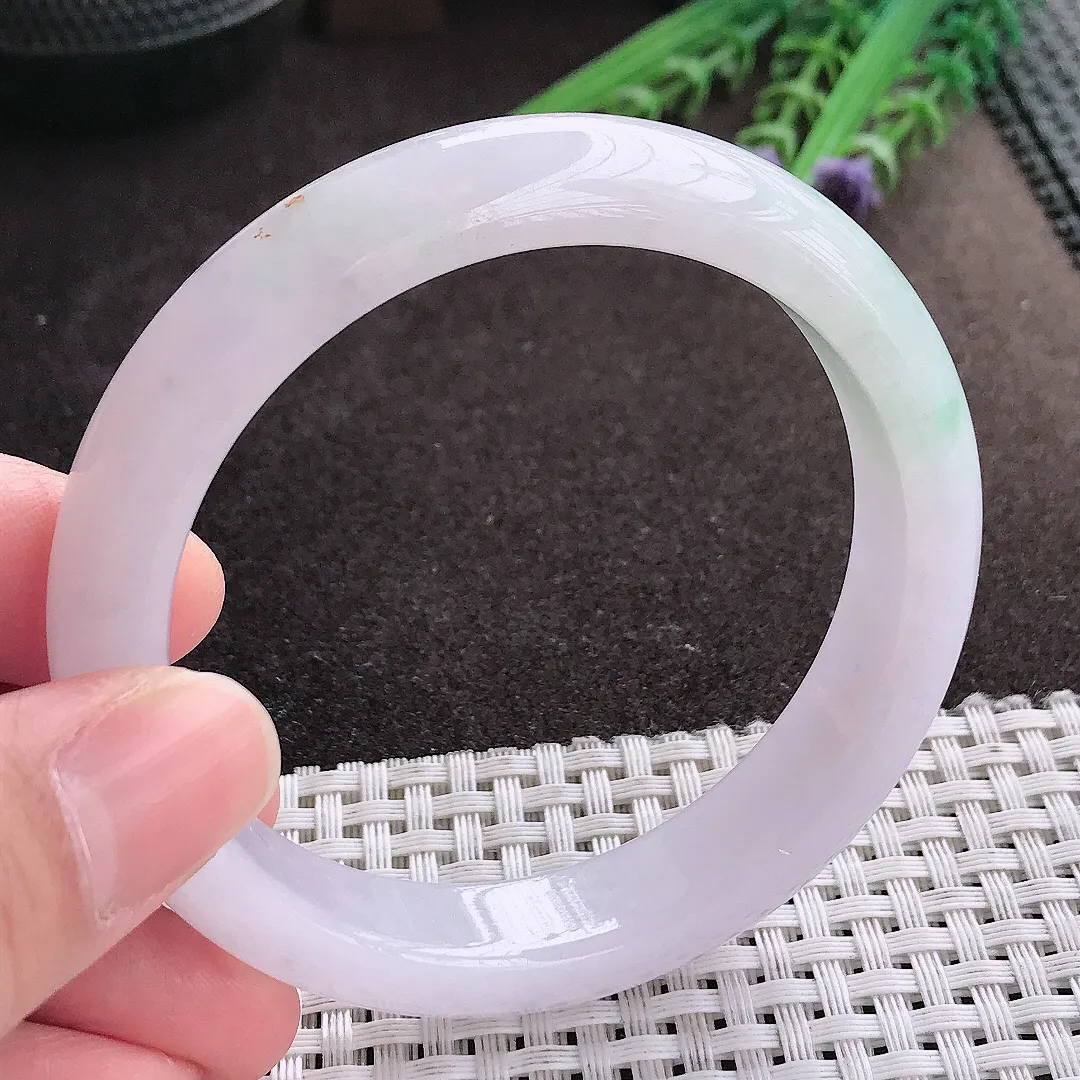 实拍A货翡翠57.8/12.6/8.2老坑冰润水灵冰晴手镯宽边玉镯