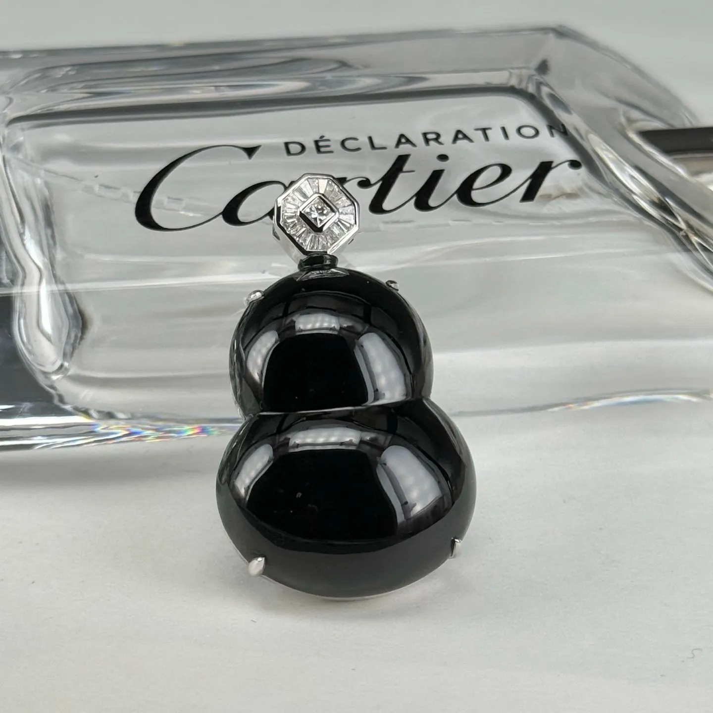 精品18k墨翠葫芦吊坠 种好色正 黑度极好 打灯通透 油性十足 尺寸38.5